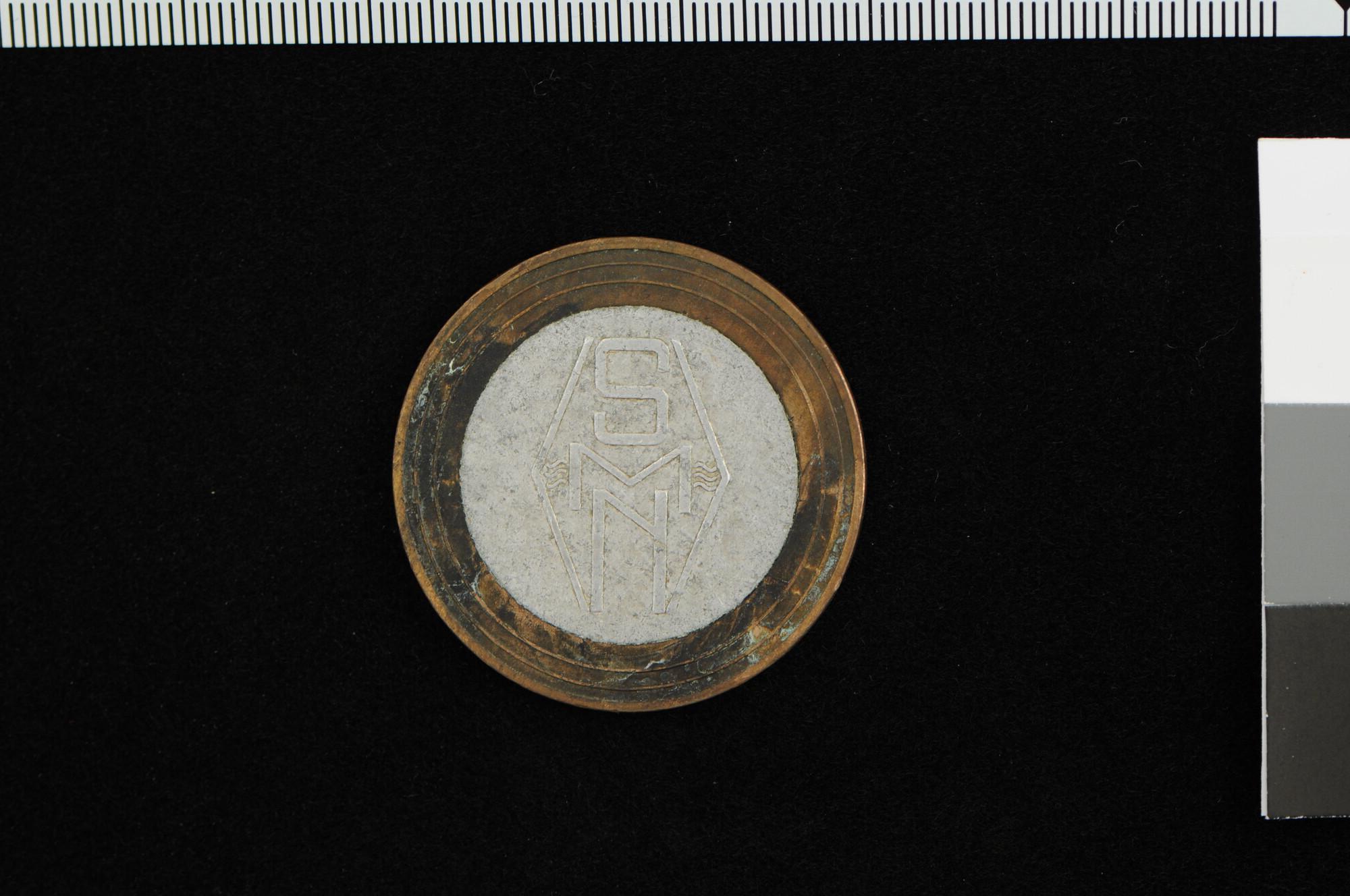 S.4949(08); Boordgeld (500 cent) van de SMN Amsterdam; munt