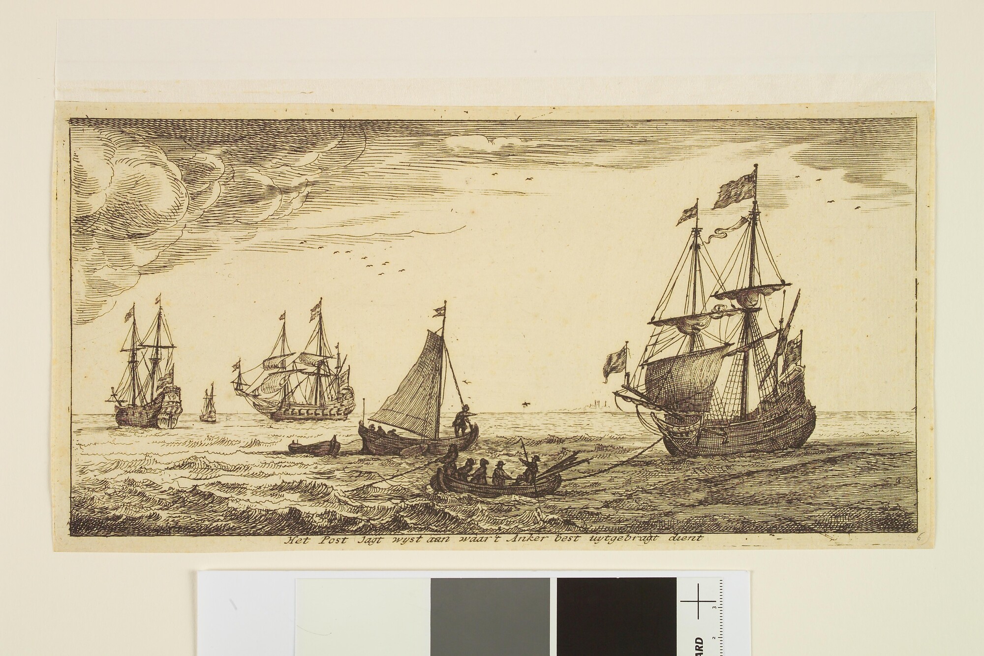 A.0149(0767); Prent, behorende bij de Postkaart van de Maasmond van Jacob Quacq; prent