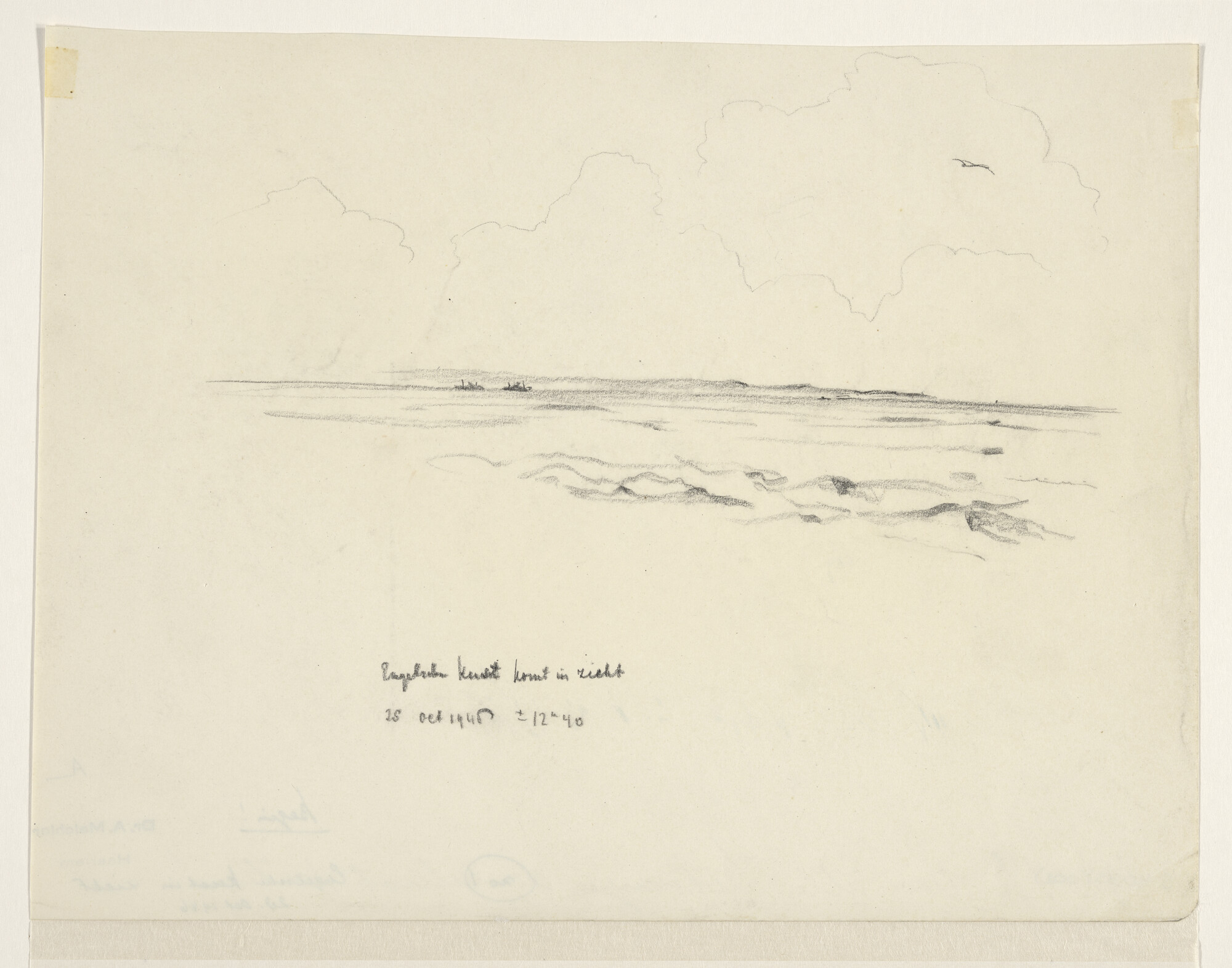 S.4035(002); De Engelse kust in zicht; tekening