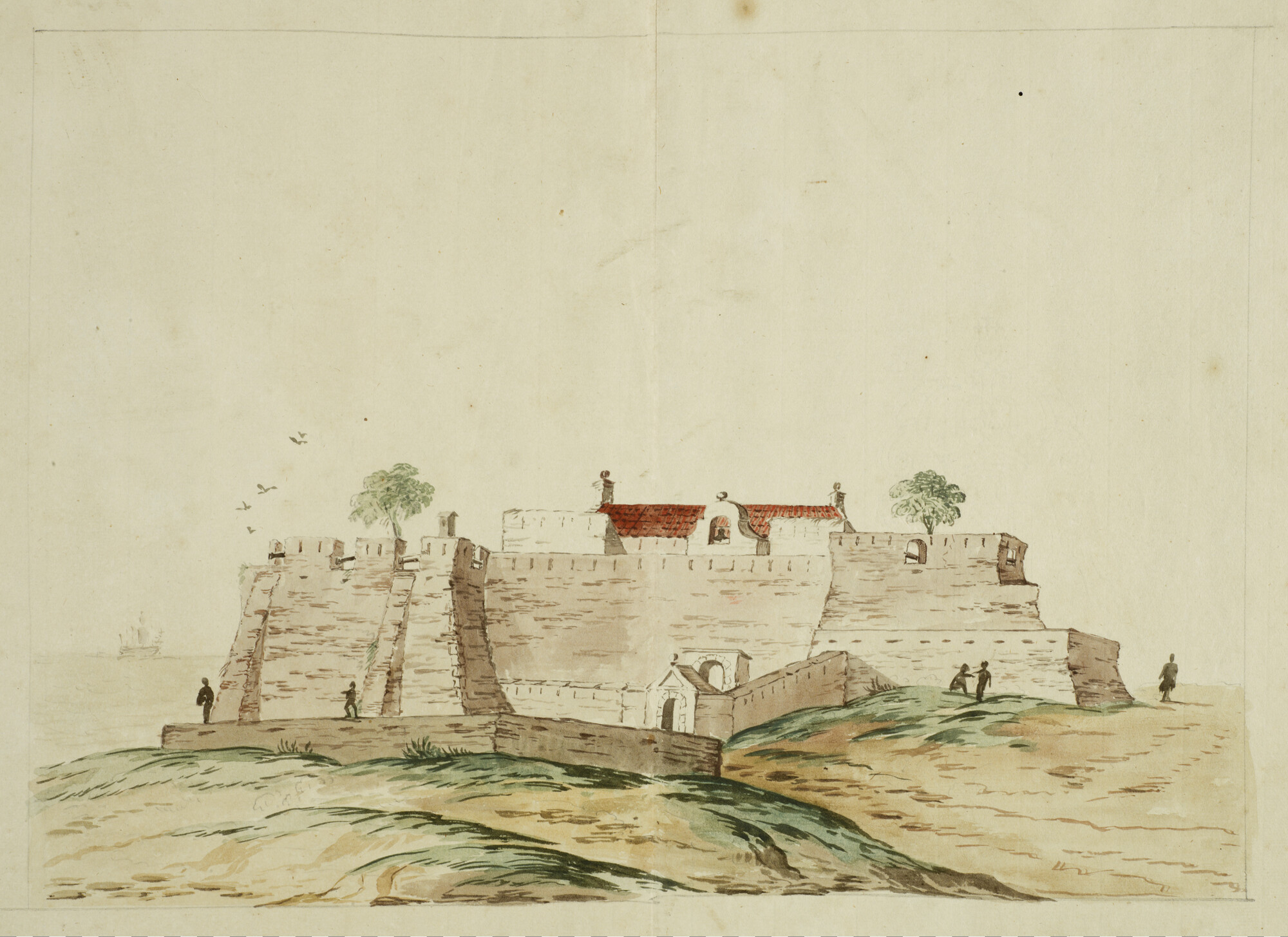 2004.5204; Fort Axim aan de kust van West-Afrika; tekening