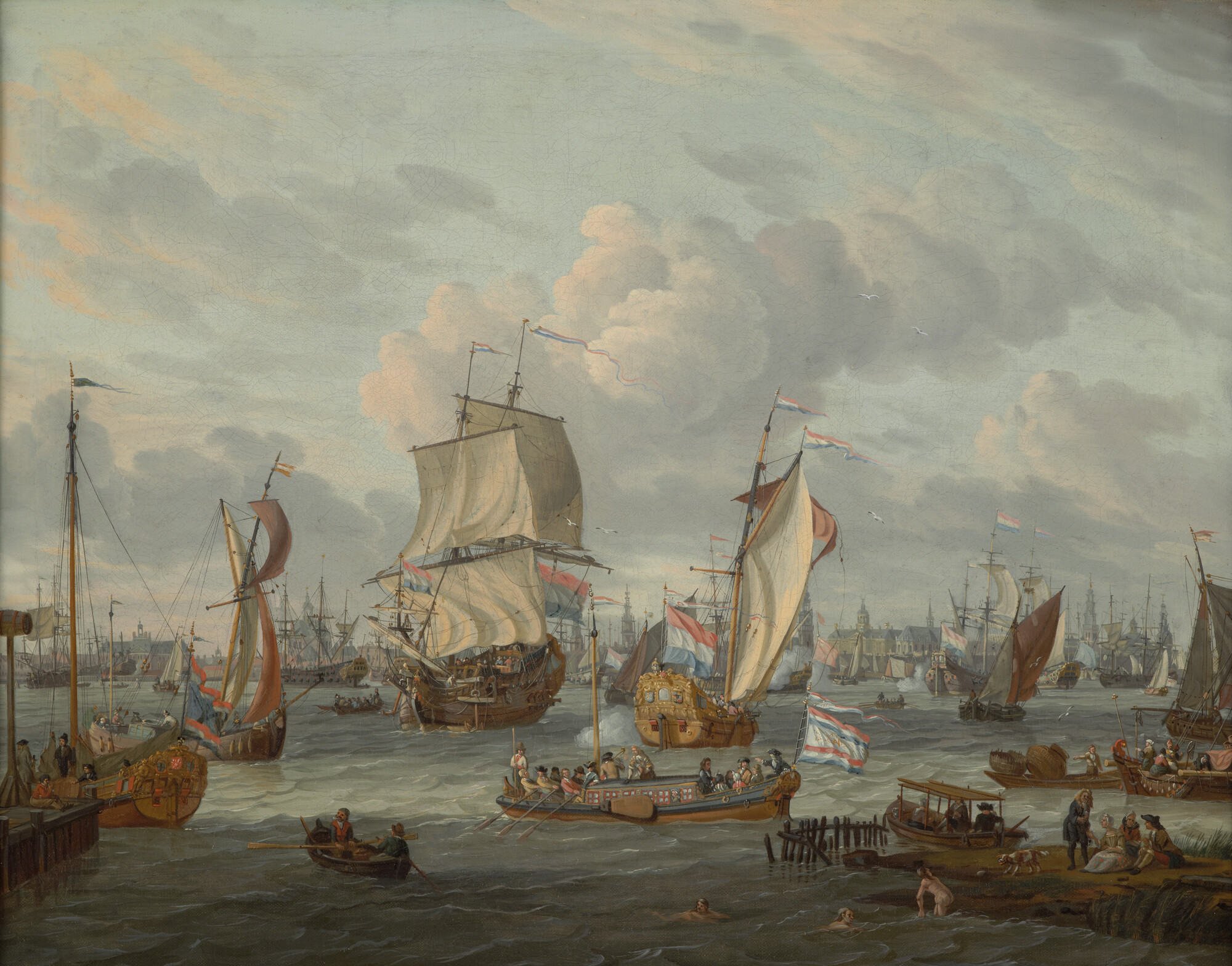 S.3548; Scheepvaart op het IJ te Amsterdam; schilderij