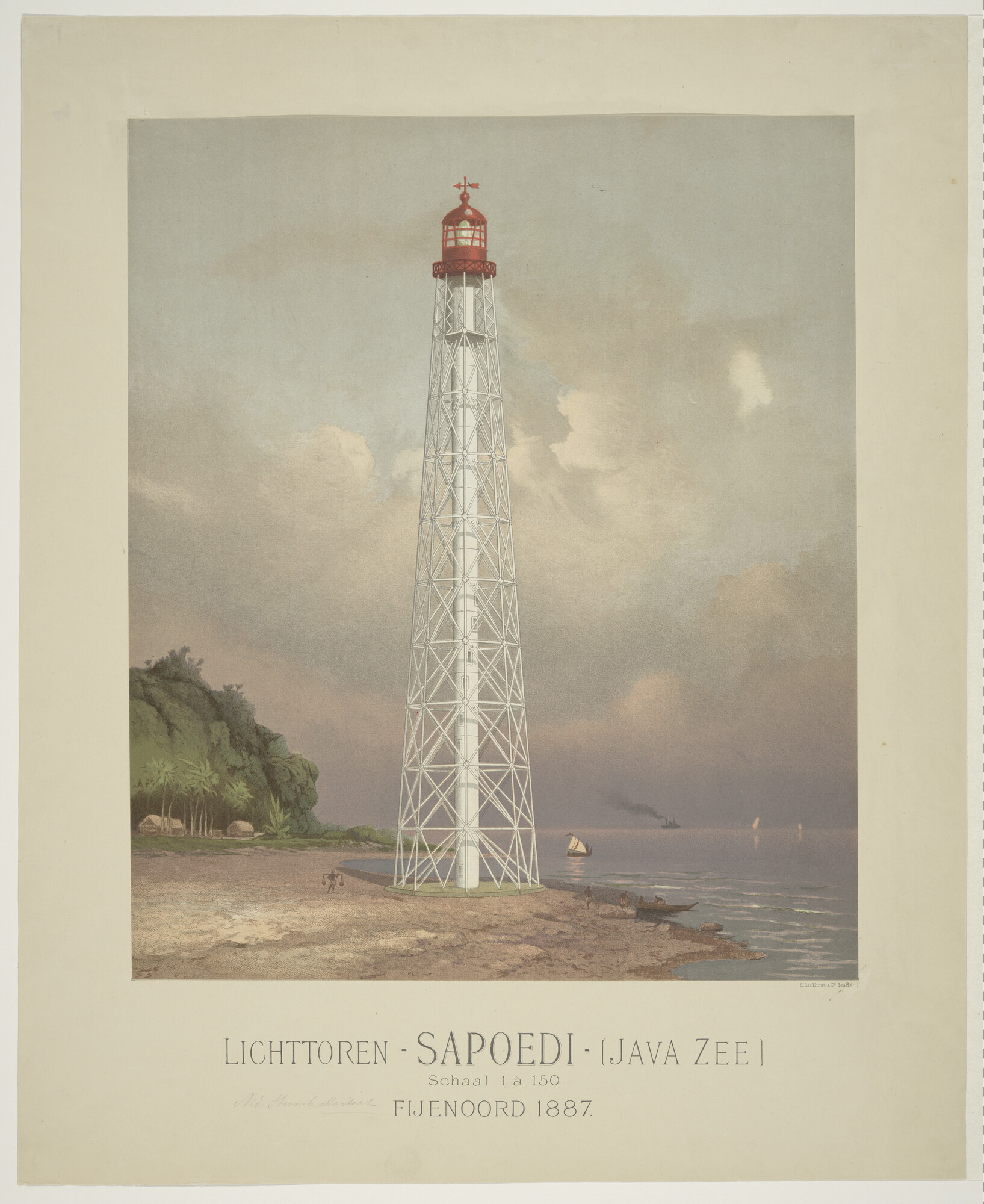S.1260 [nr 0002]; Lichttoren Sapoedi, Javazee; prent