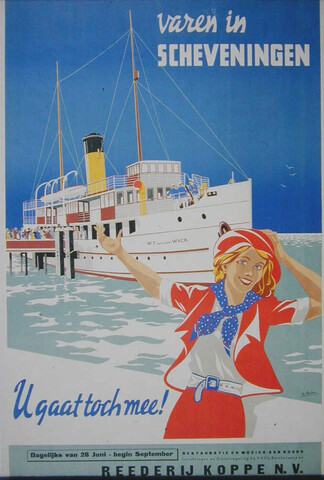 A.5399(12); Varen in Scheveningen met Reederij Koppe; affiche