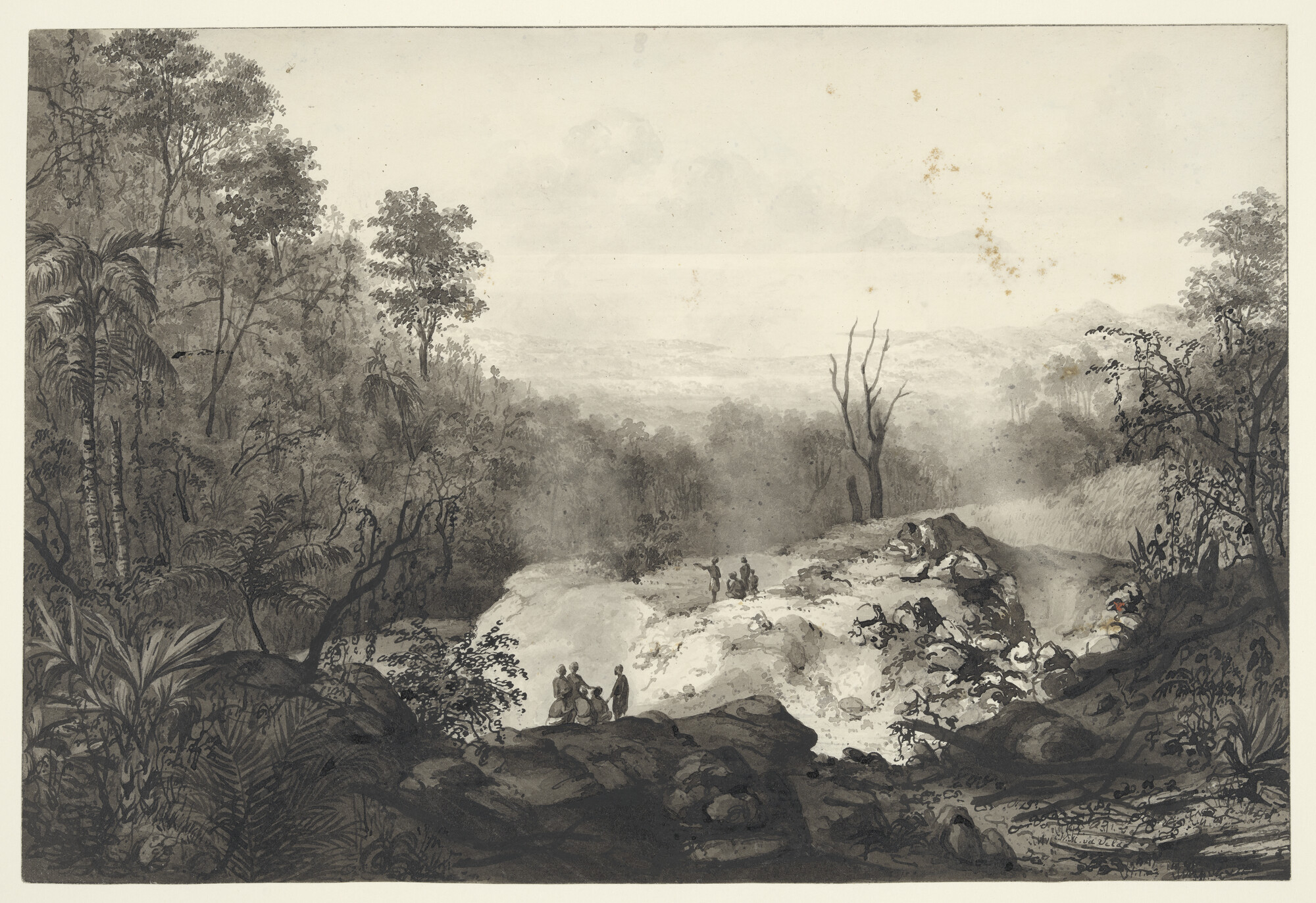 S.2931(03)06; De krater van de vulkaan Poeloe Sarie op Java; tekening