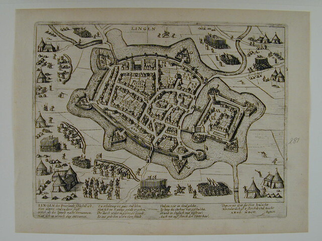 A.0145(027)346; Lingen door Spinola ingenomen, augustus 1605; prent