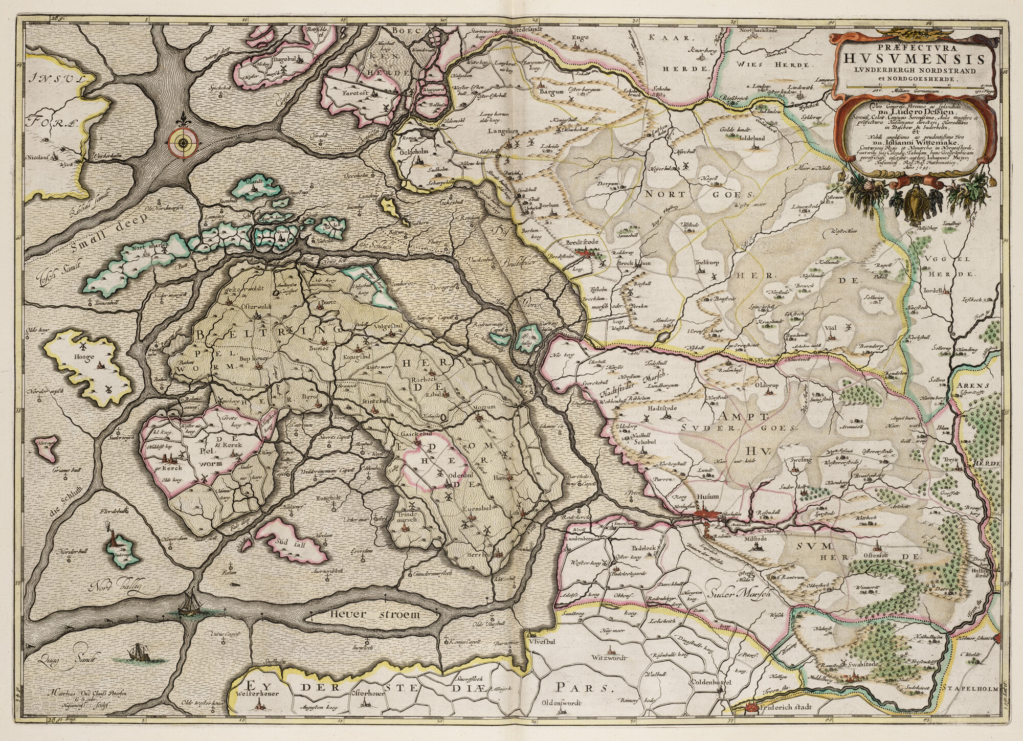 S.1034(01) [kaart 061]; Kaart van Nordergosharde, Husum, Lundenberg, en Nordstrand; landkaart
