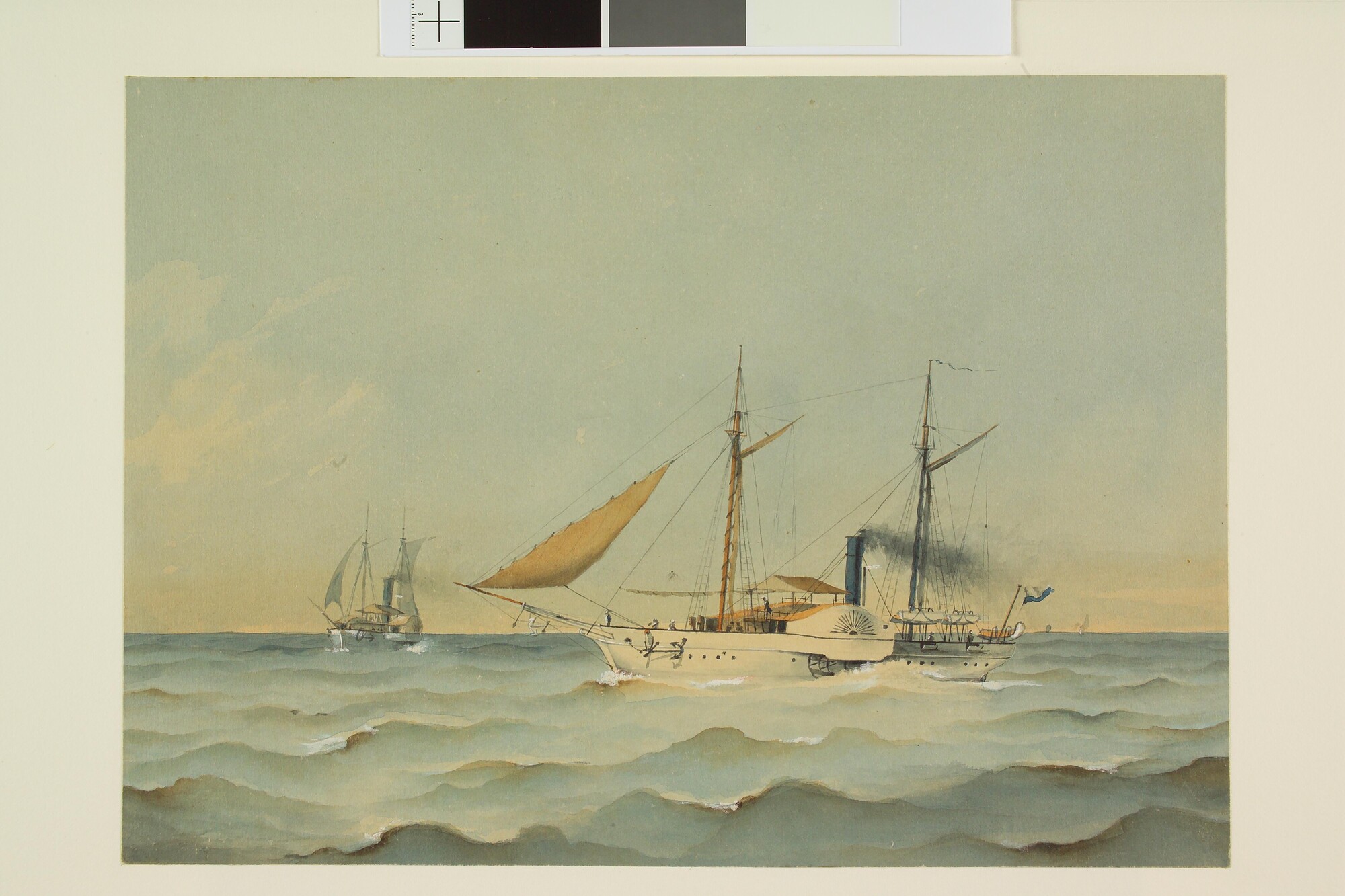 S.1277(01)33; Het raderstoomschip Zr.Ms. 'Suriname' op zee; tekening