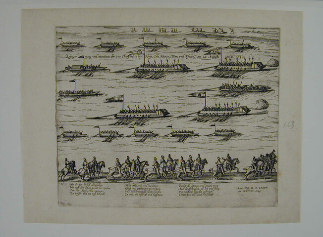 A.0145(027)204; Riviervloot der vier Keurvorsten op de Rijn, 28 augustus 1580; prent