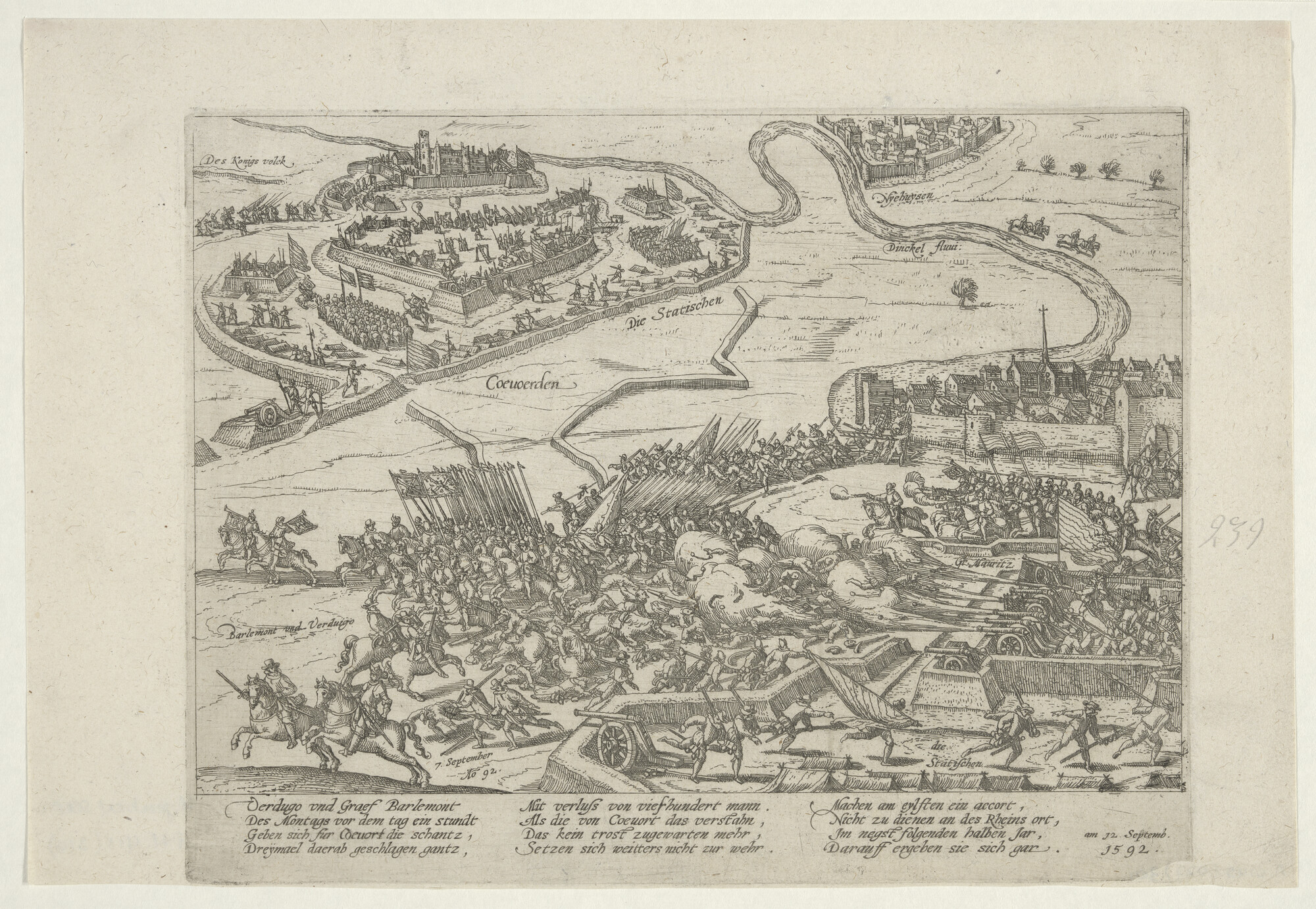 A.0145(027)301; Maurits neemt Coevorden in, 12 september 1592; prent