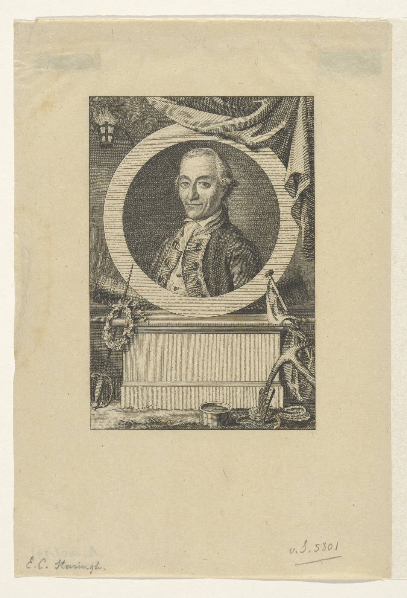 A.0145(179) [nr 0065]; Portret van E.C. Staringh kapitein-ter-zee, 1739 - 1813; prent