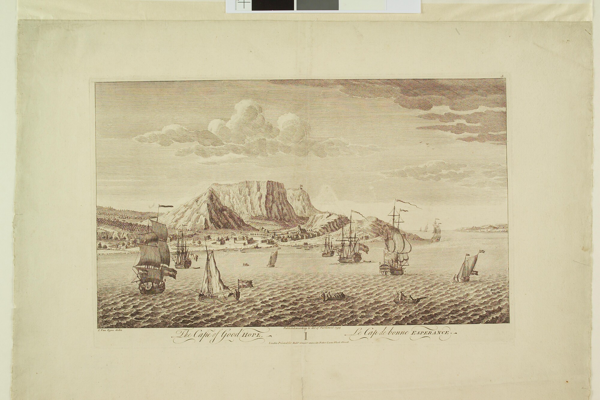 A.0149(0193); Gezicht op Kaap de Goede Hoop met de Tafelberg; prent