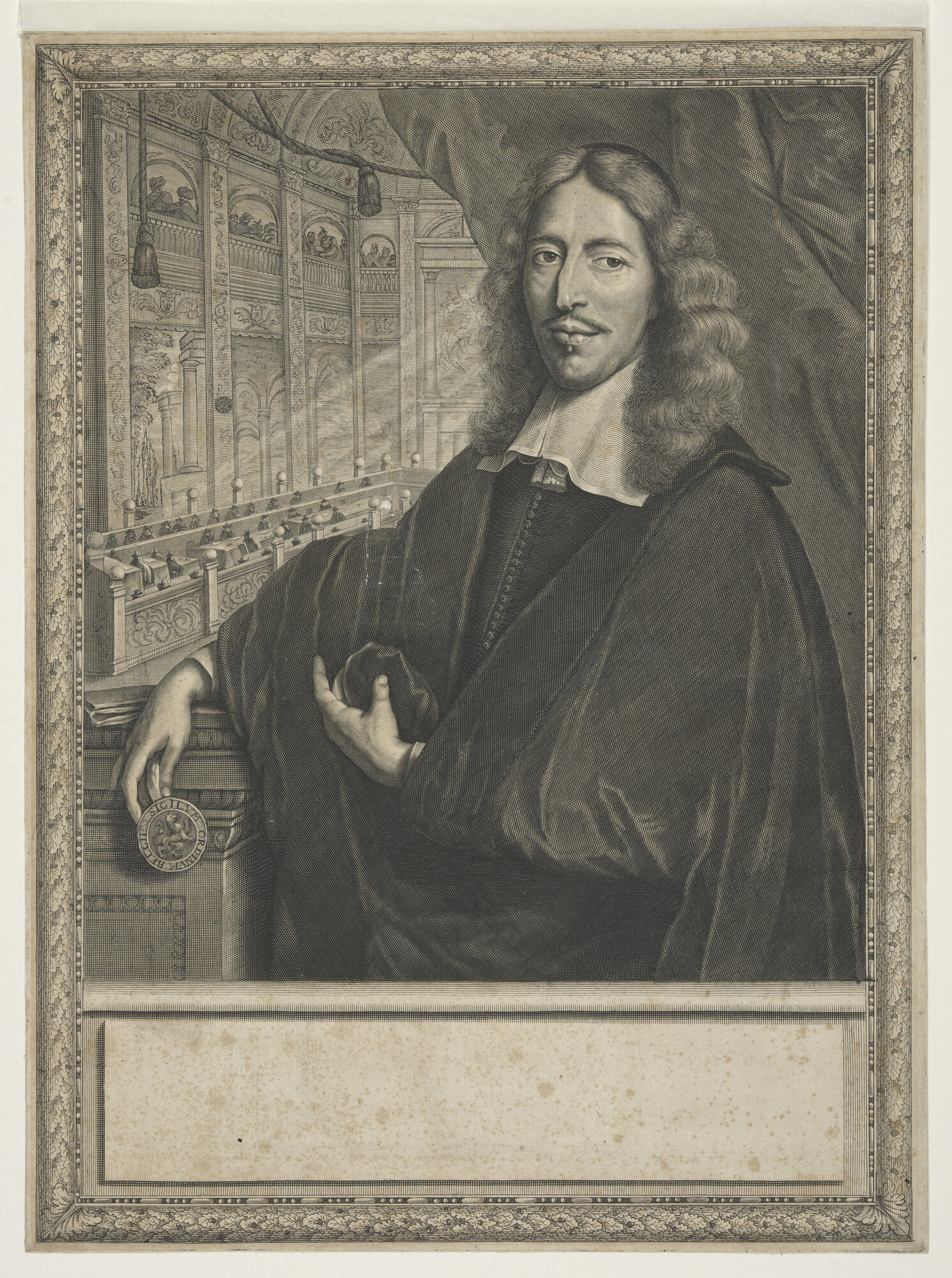 A.0145(146); Portret van Johan de Witt, met het zegel van Holland in de linkerhand; prent