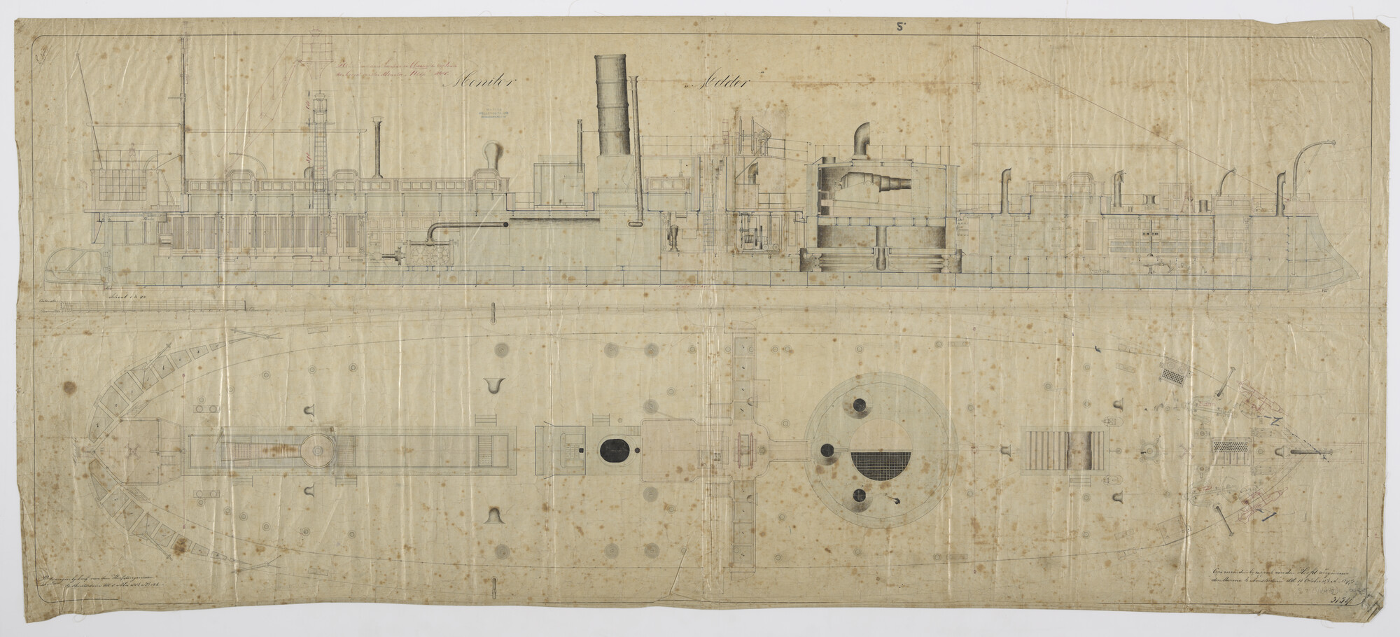 S.2175(1307); Monitor 'Adder'; technische tekening