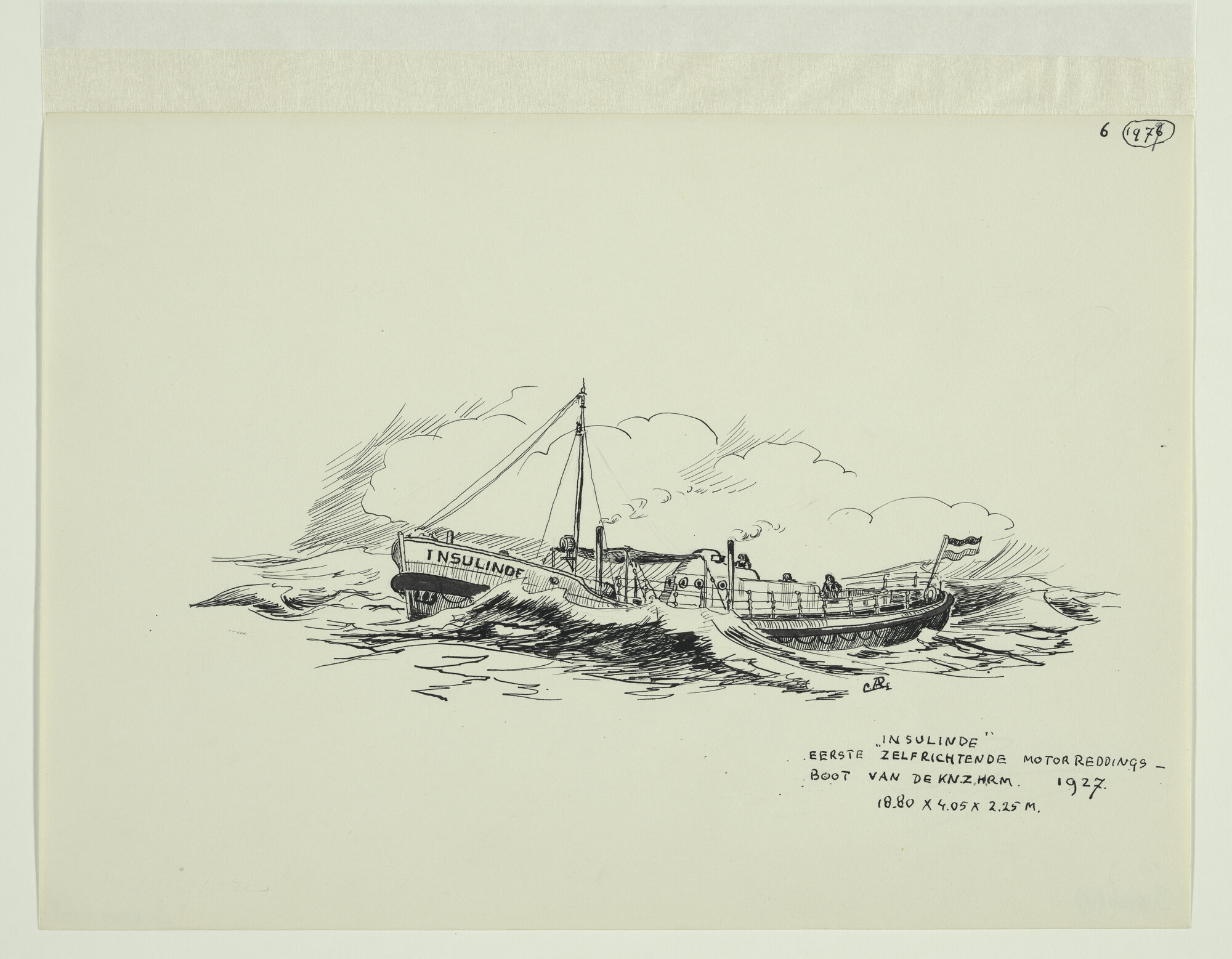 S.5306(17); Vignet bij een artikel in het Maritiem Journaal, jaargang 1977; tekening