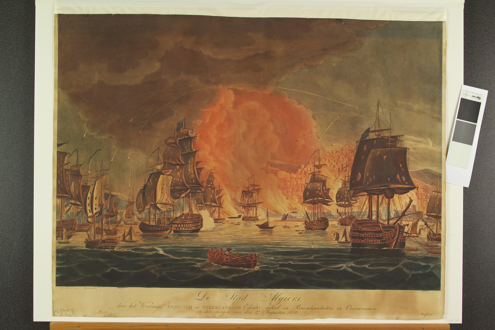 A.2432b; Het bombardement van Algiers op de morgen van 27 augustus 1816; prent