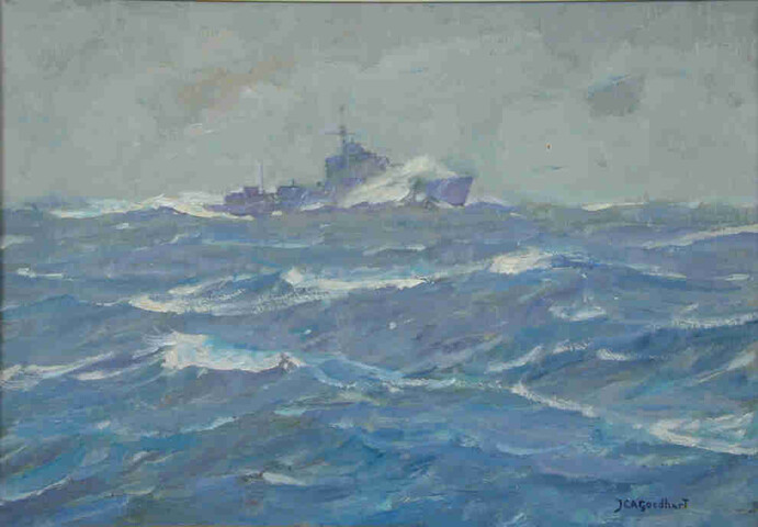 A.4955(05); Torpedobootjager op de Noordzee; schilderij