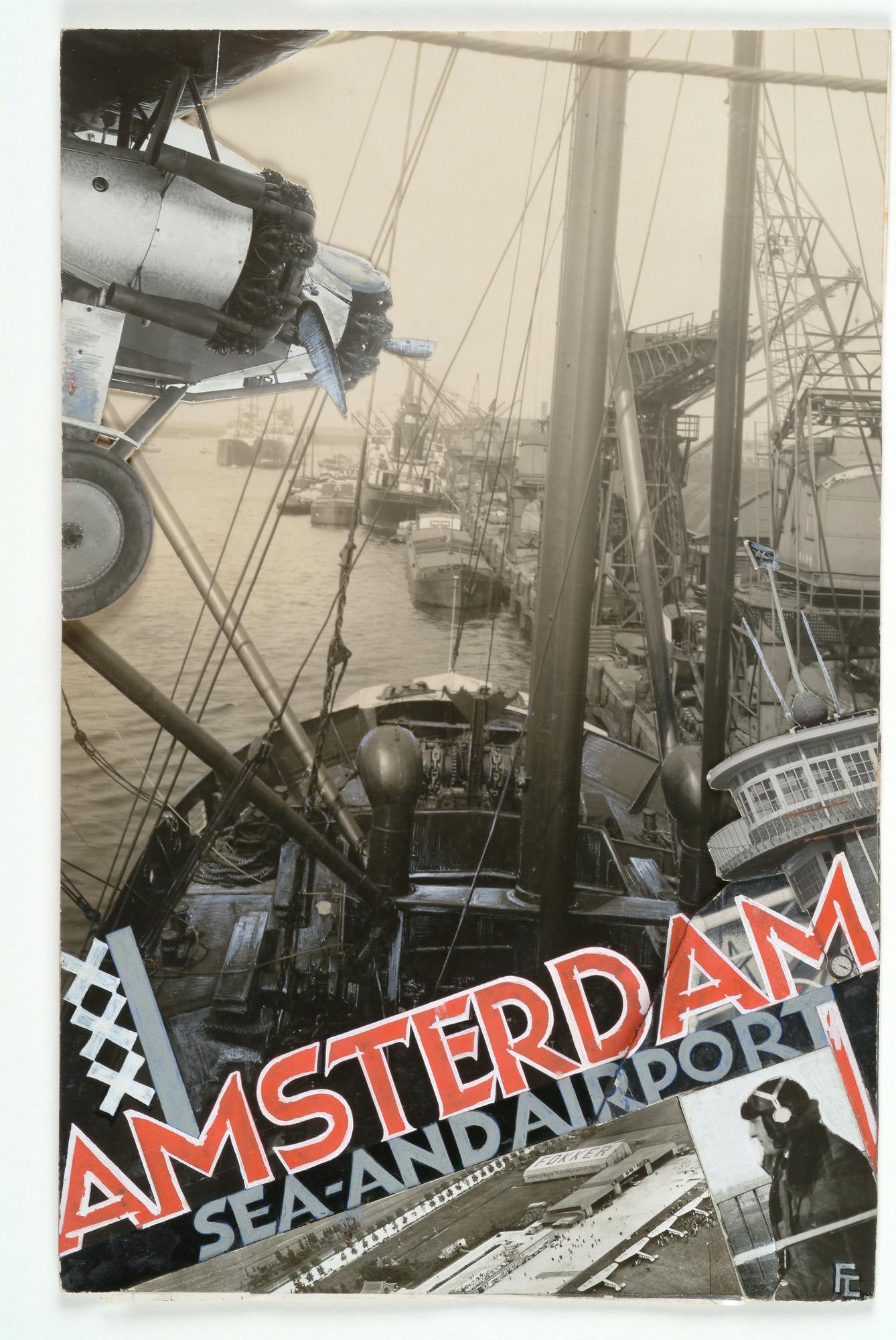 1998.2195; Collage van foto's gemaakt in de haven van Amsterdam en op luchthaven Schiphol, omstreeks 1939; foto