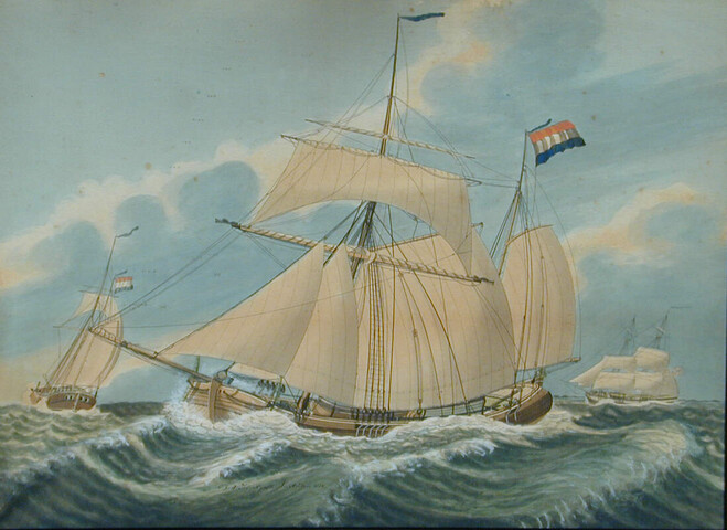 S.2415(01)a; Het kofschip 'De Jonge Tjitske Tromp' ter hoogte van Skagen; tekening