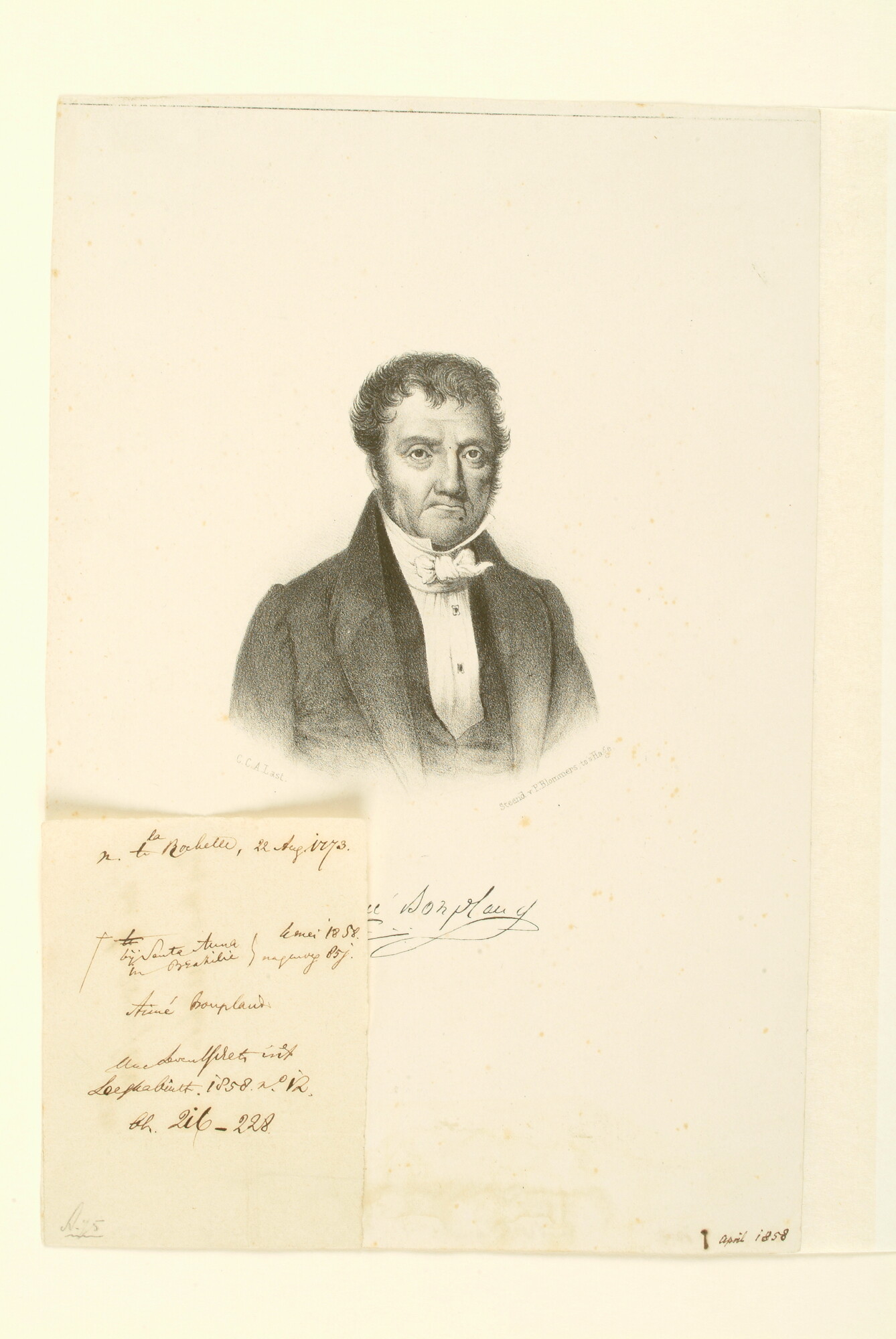 A.0075(131); Portret van botanicus Aimé Bonpland; prent
