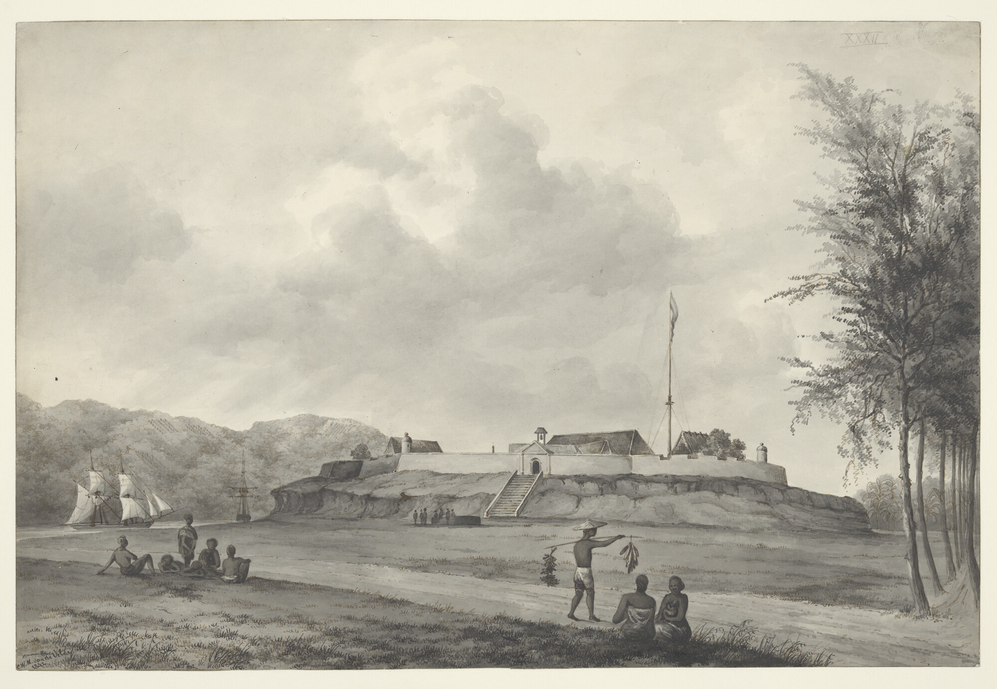 S.2931(03)16; Het fort Duurstede te Saparoea op de Molukken; tekening