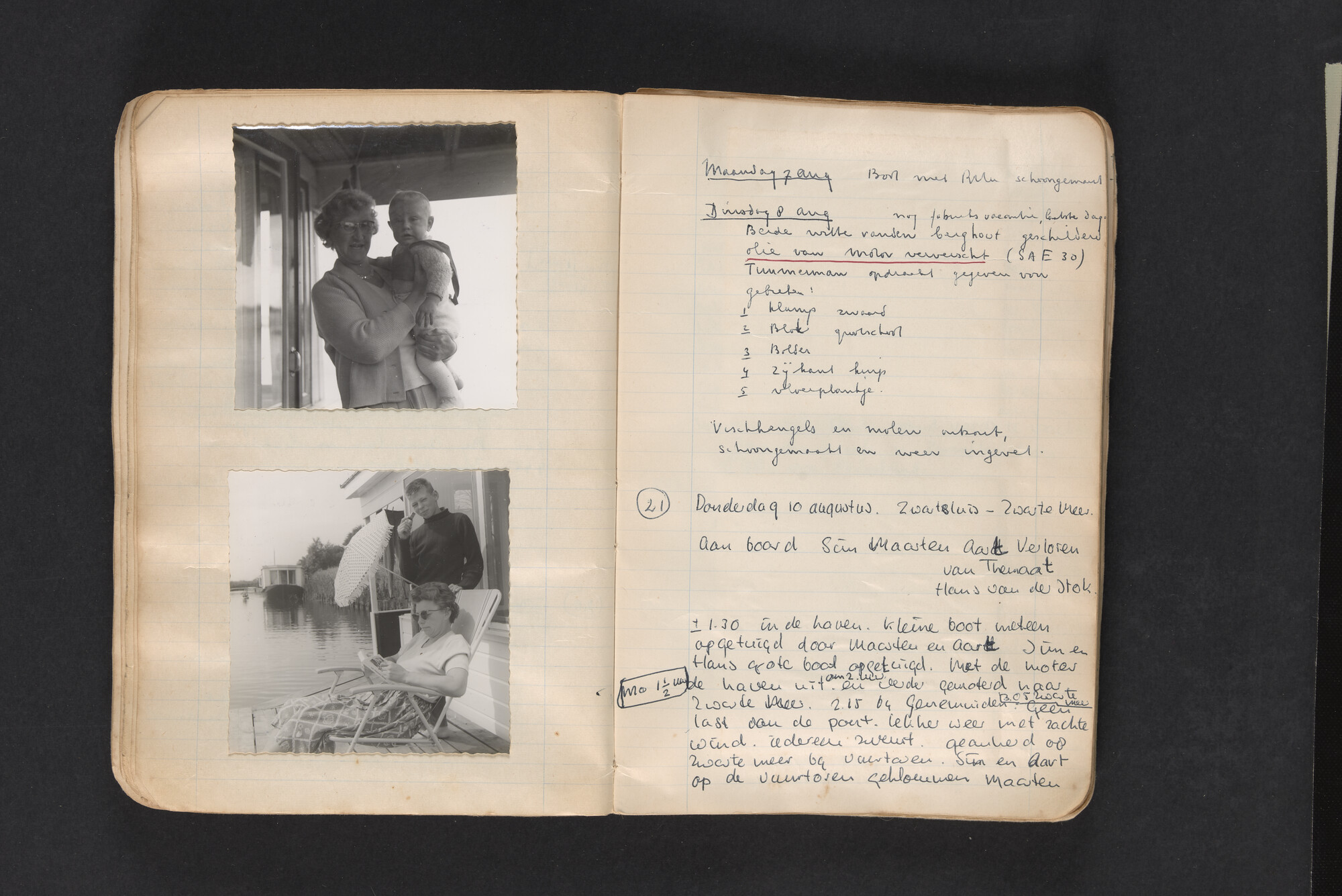 2017.0794; Logboek c.q. fotoalbum van reizen met zeeschouw Grutto in Nederland, 1961-1962; logboek