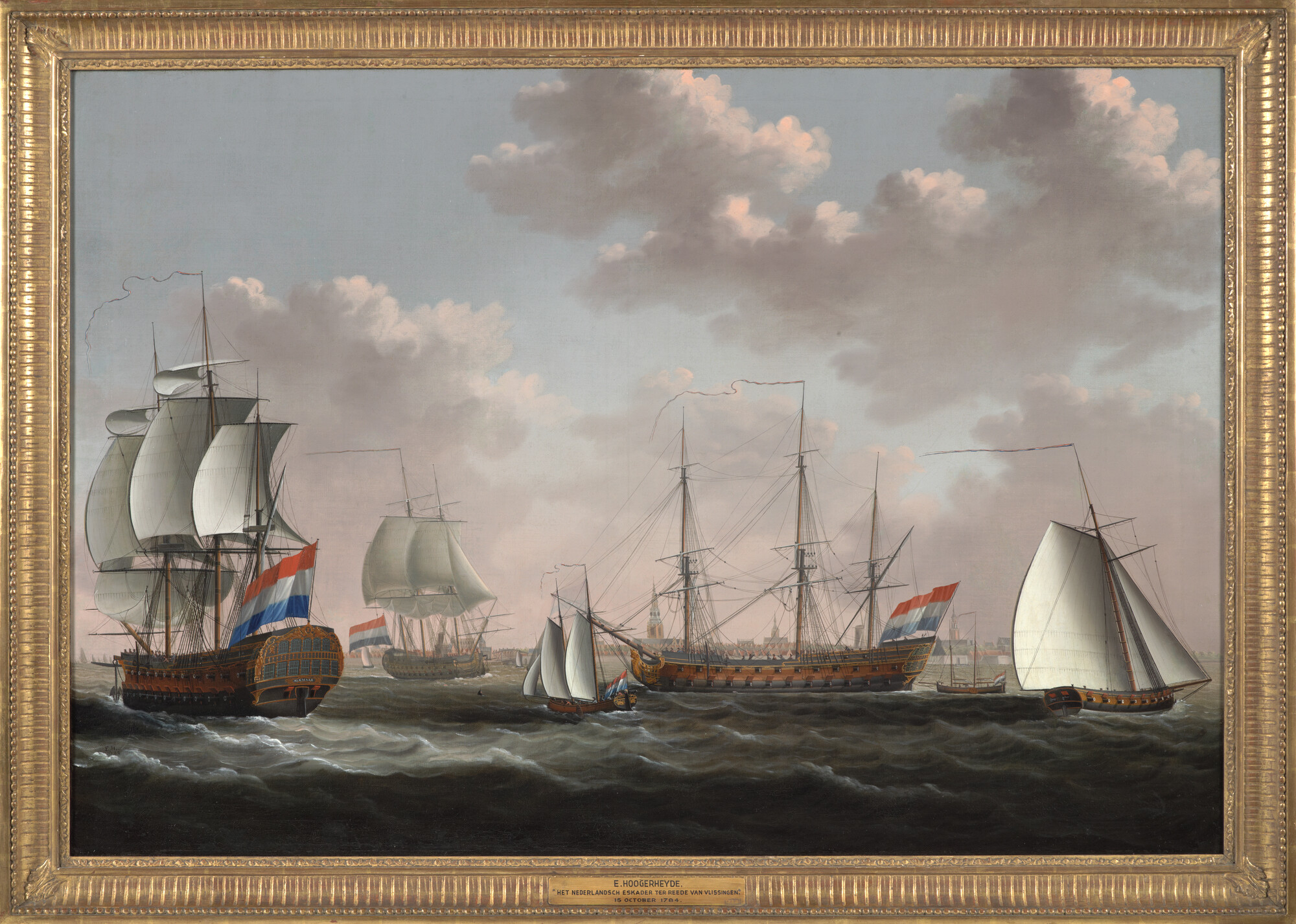 A.0003(bis); De Nederlandse blokkadevloot voor anker ter rede van Vlissingen, 1784; schilderij