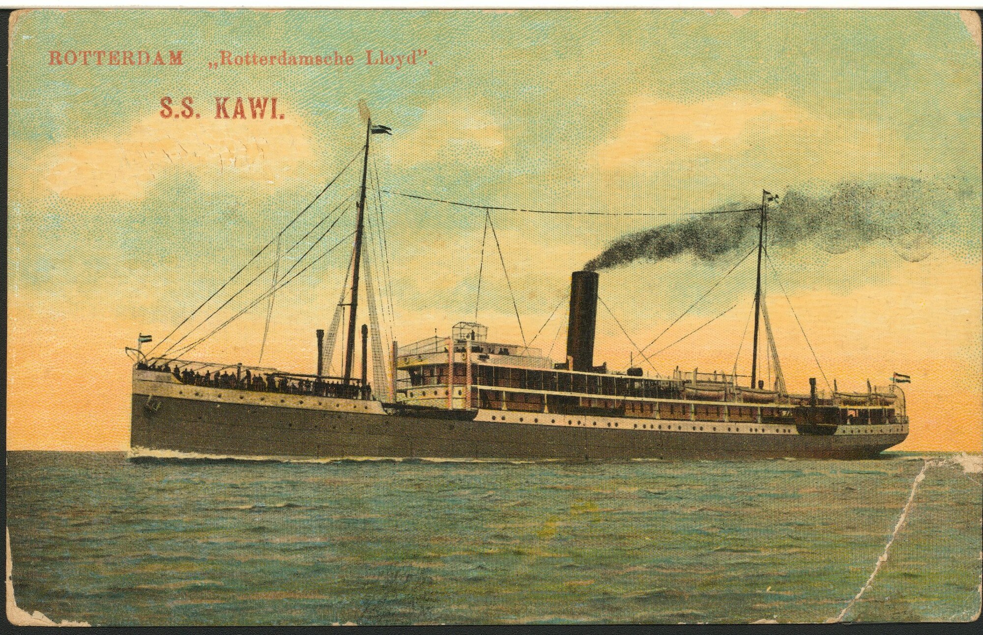 1989.0412; Het passagiersschip ss. 'Kawi' van de Rotterdamse Lloyd; prentbriefkaart