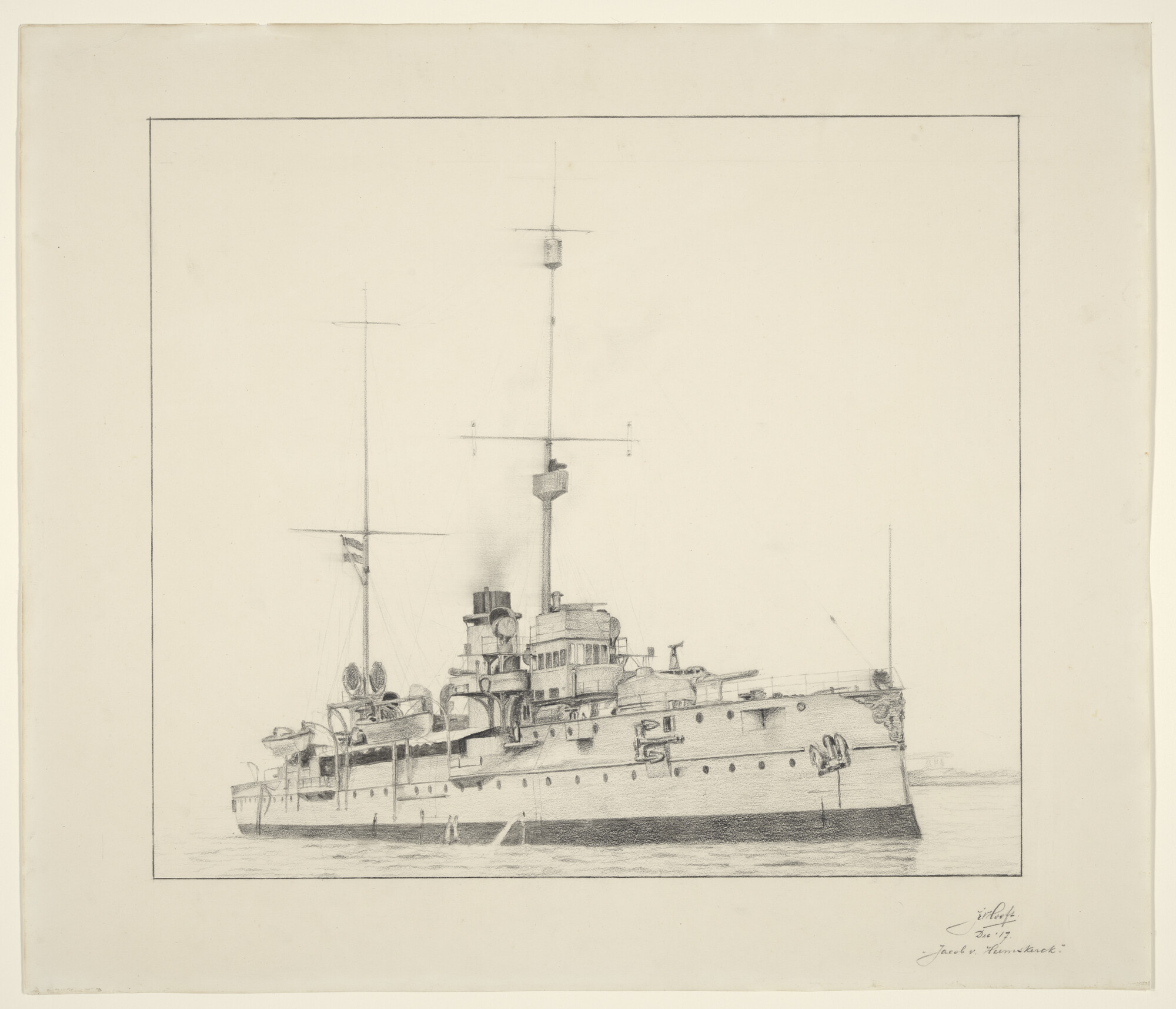 S.3299; Het pantserschip Hr.Ms. 'Jacob van Heemskerck'; tekening