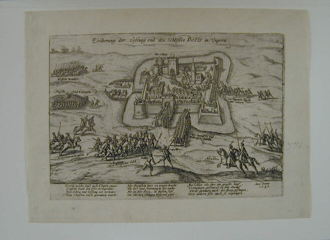 A.0145(027)324; Dotis in Hongarije op de Turken veroverd, 1597; prent