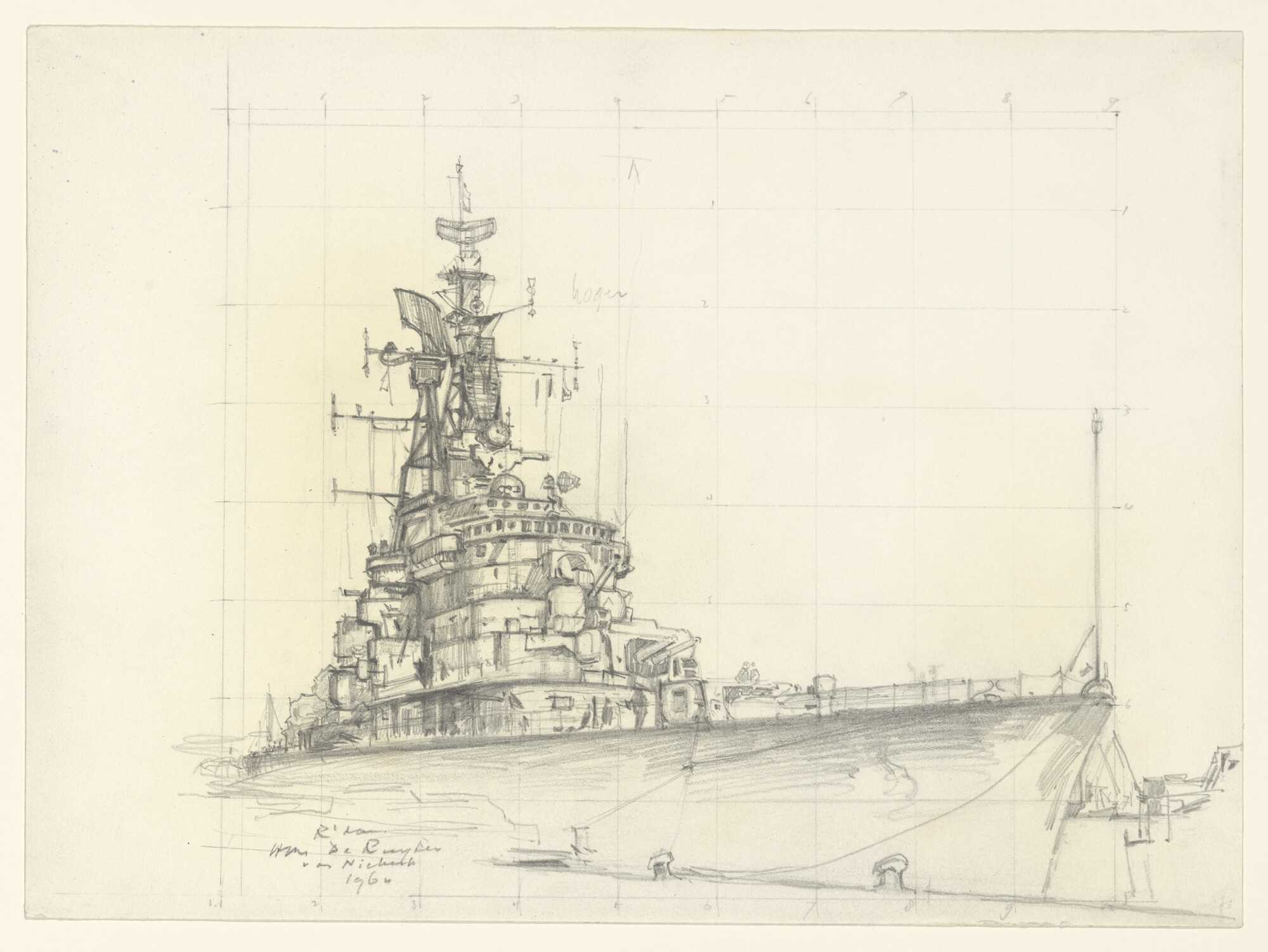 A.5614(02); De kruiser Hr.Ms. 'De Ruyter'; tekening