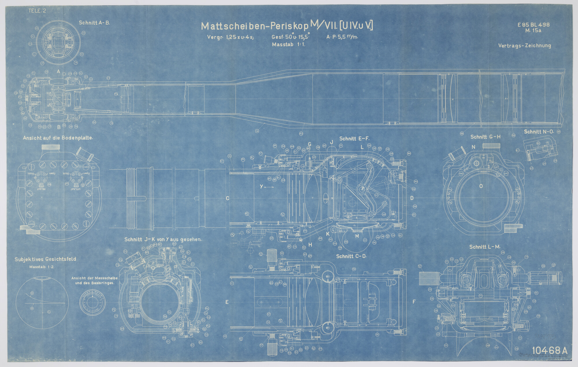 S.2175(3772); De periscoop aan boord  van de onderzeeboten Hr.Ms. 'O 6' ; Hr.Ms. 'O 7' en Hr.Ms. 'O 8'..; technische tekening
