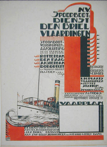 A.5578; Spoorbootdienst Den Briel naar Vlaardingen v.v.; affiche