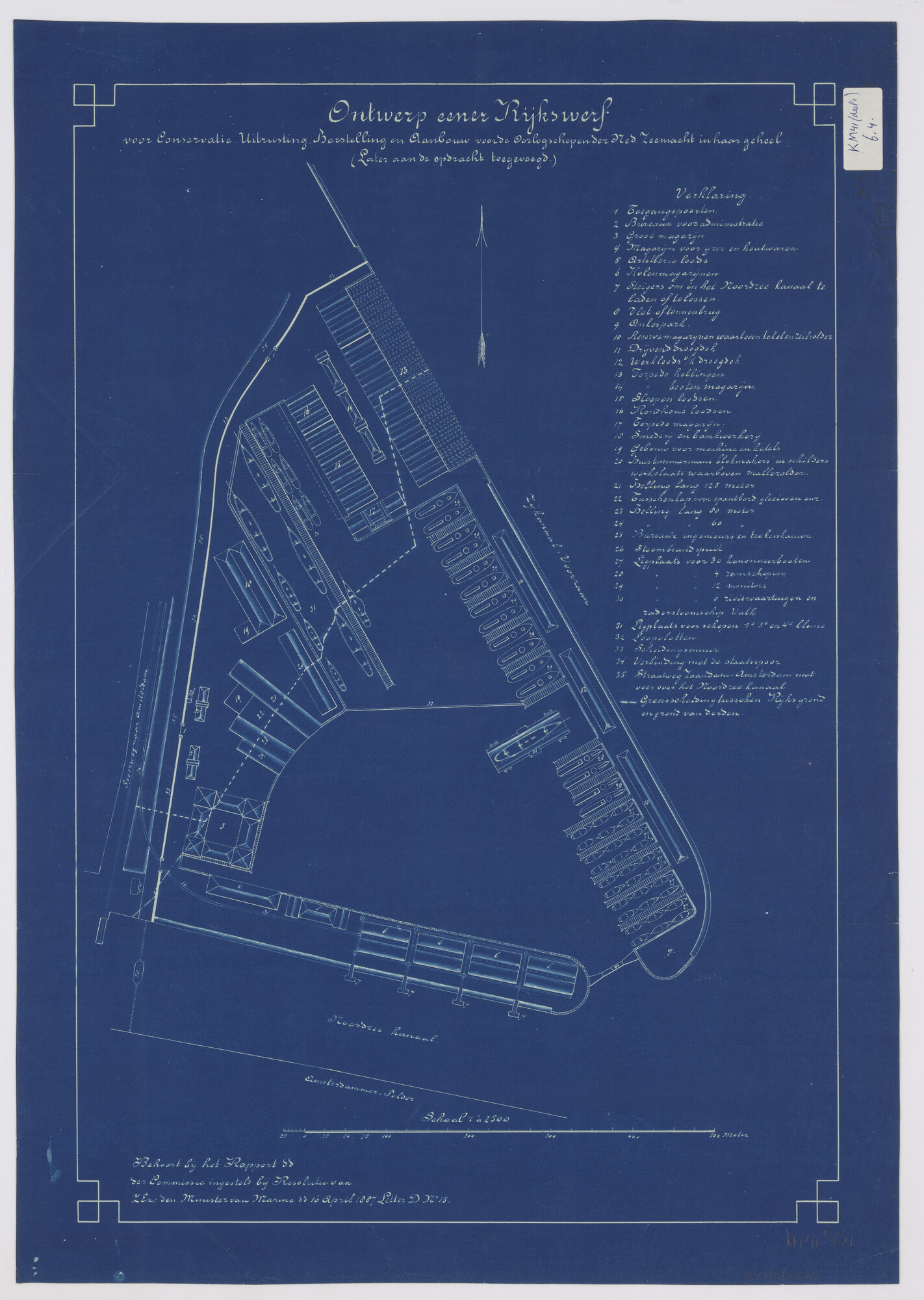 S.2175(5232); Ontwerp voor een nieuwe Rijkswerf te Amsterdam nabij de Hembrug (1887); technische tekening