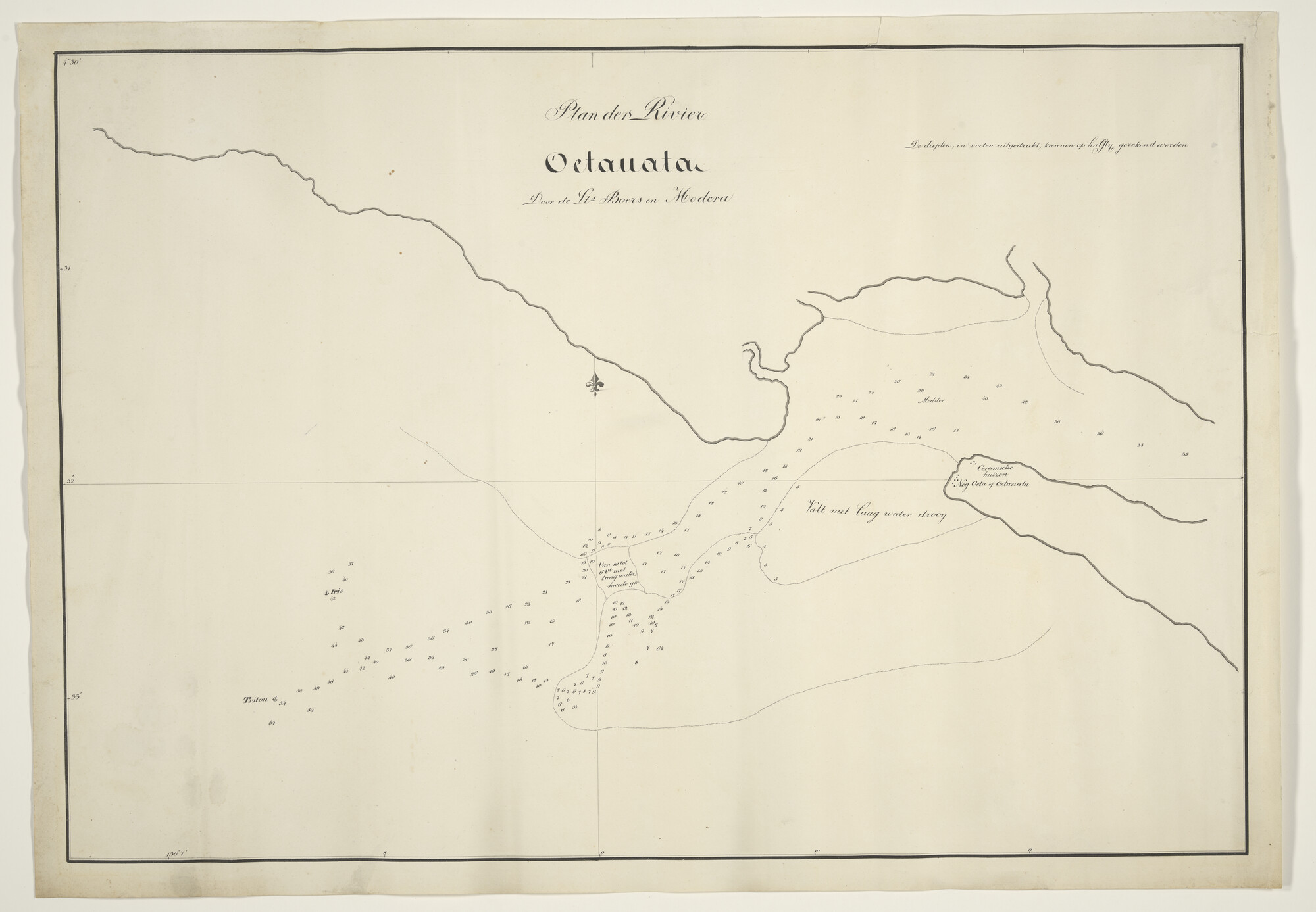 1997.3151; Plan van de rivier Oetanata (Uta), nabij Wanapiri op de zuidkust van Nieuw Guinea; zeekaart