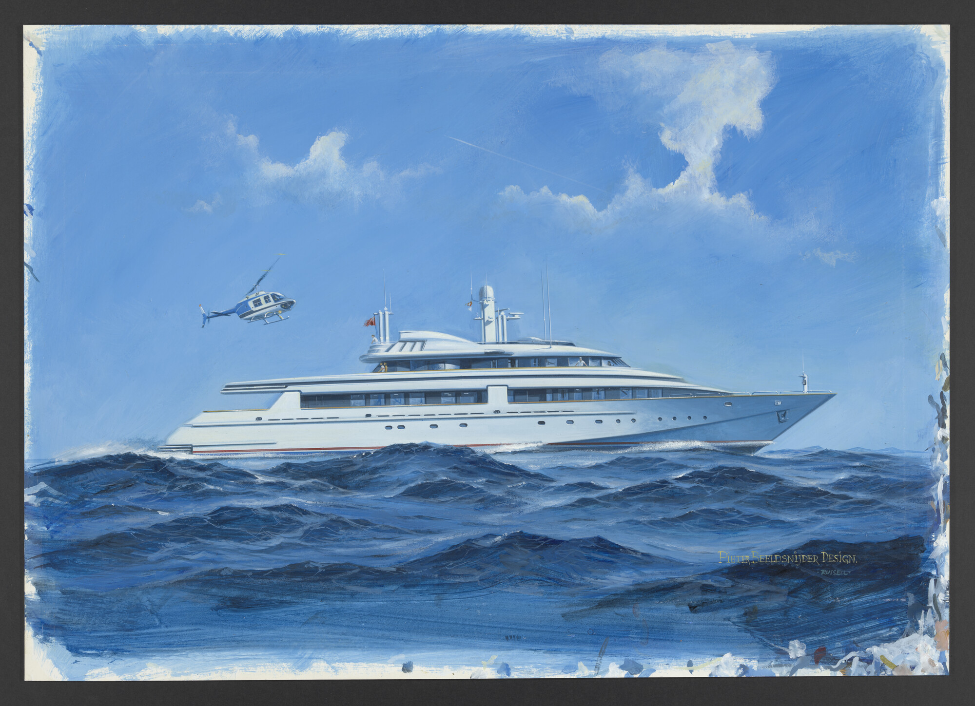 2022.0029; Artist's impression van een motorjacht; tekening