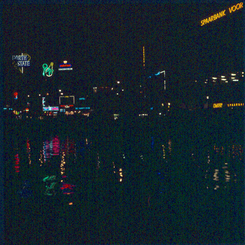 S.9100(0289); Amsterdam bij avond, ter hoogte van het Singel; diapositief