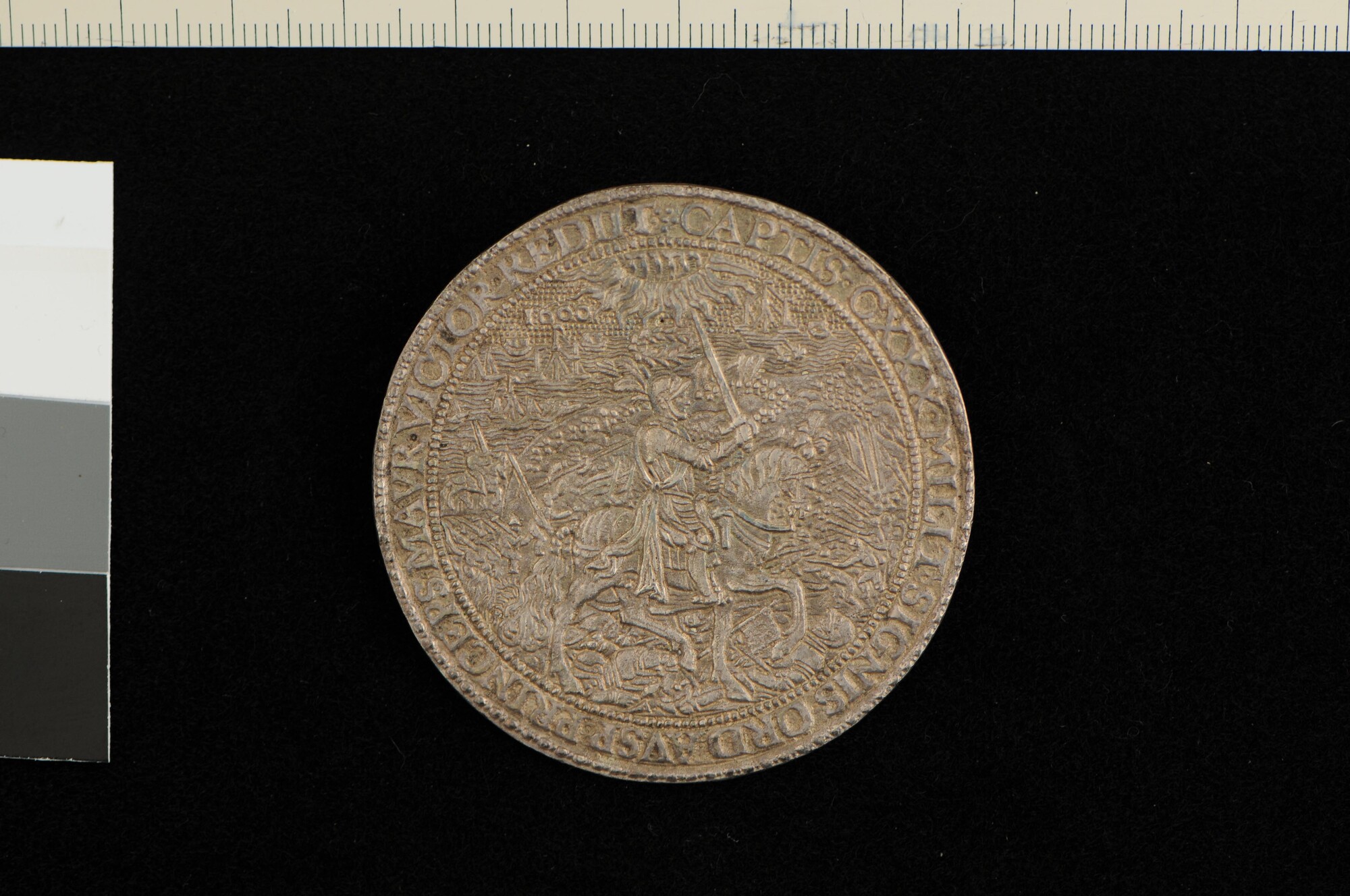 A.0023(049); Zilveren penning geslagen op de Slag bij Nieuwpoort, 1600; penning