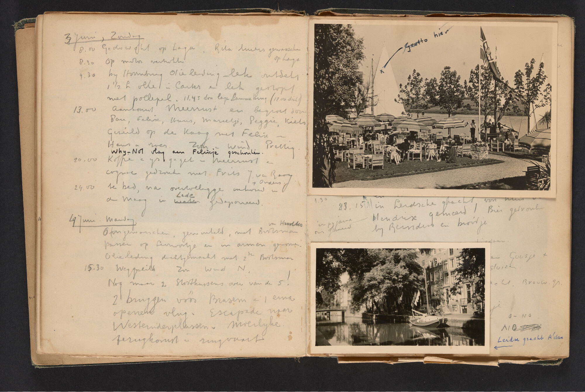 2017.0790; Logboek c.q. fotoalbum van reizen met zeeschouw Grutto in Nederland, 1949-1951; logboek