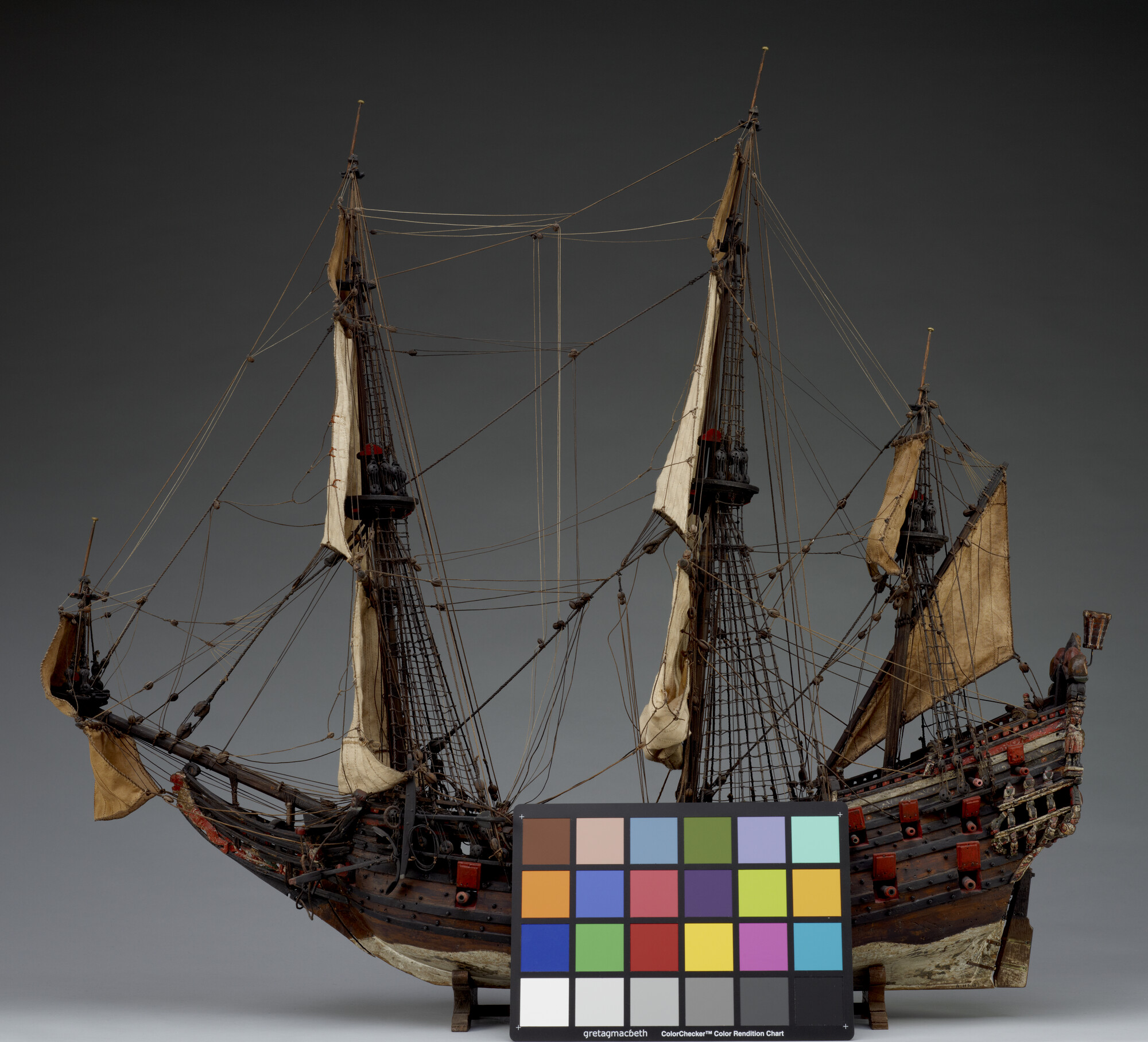 A.0115(02); Model van een pinas van 30 stukken; scheepsmodel