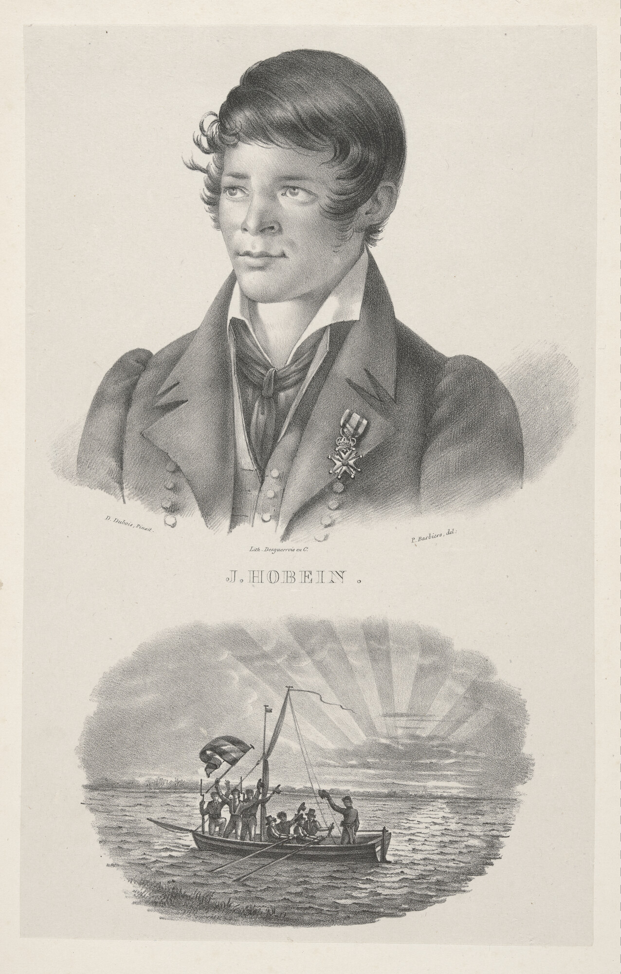 S.0655 [nr 0001]; Portret van opperstuurman Jacob Hobein; prent