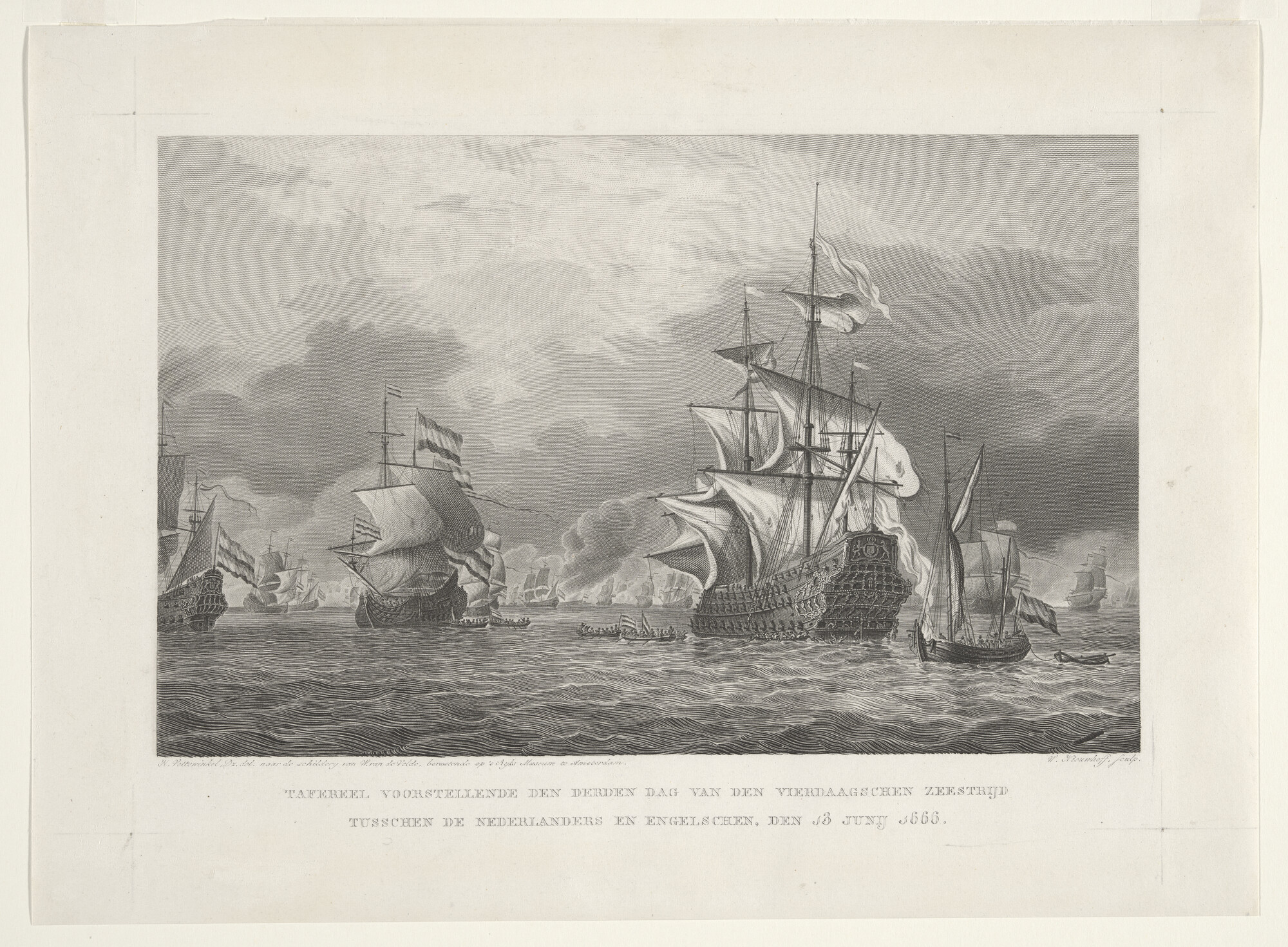A.1367(05)19; De derde dag van de Vierdaagse Zeeslag op 13 juni 1666; prent