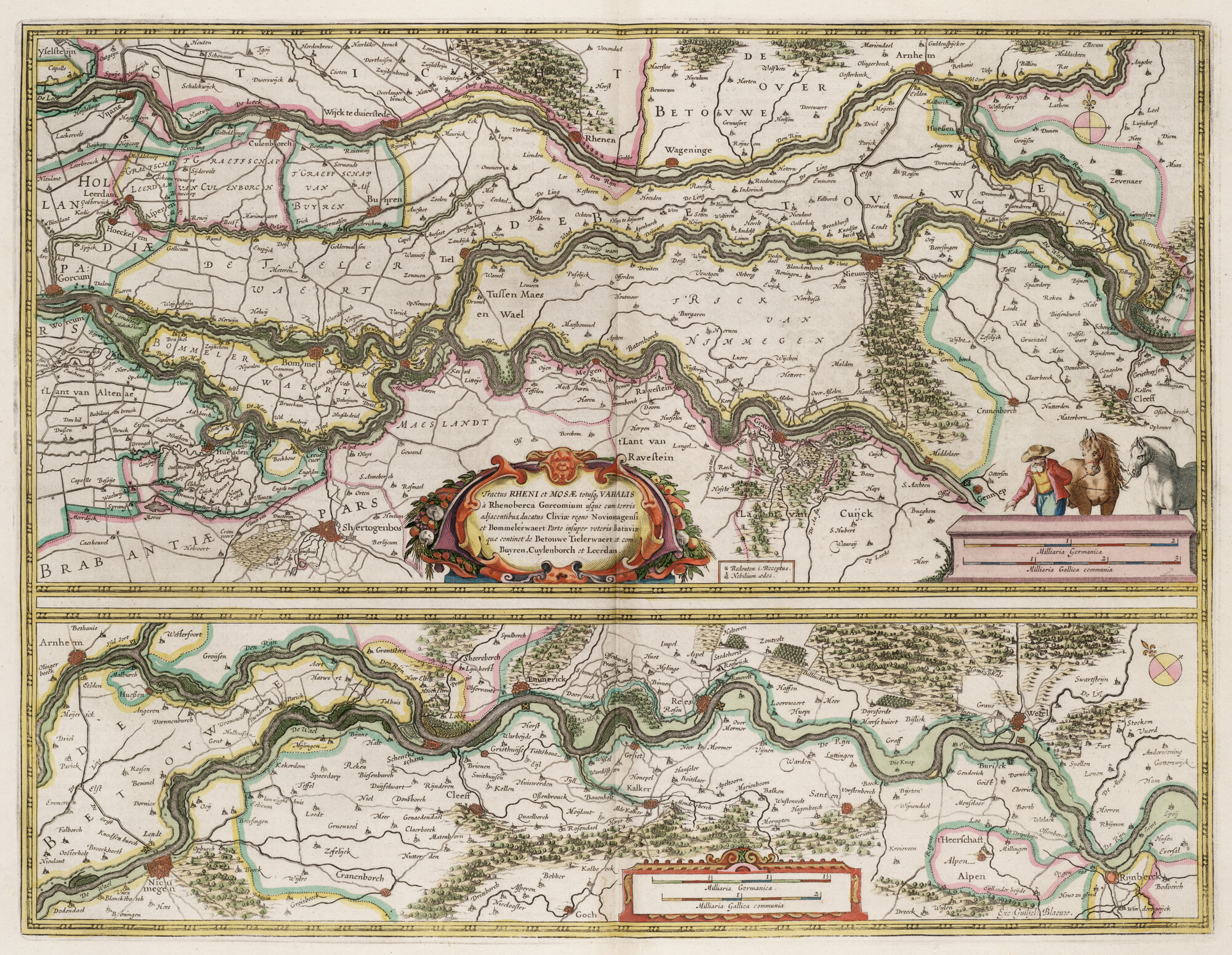 S.1034(03) [kaart 042]; Kaart van Rijn, Waal en Maas, met de Betuwe, Bommelerwaard en Tielerwaard; landkaart