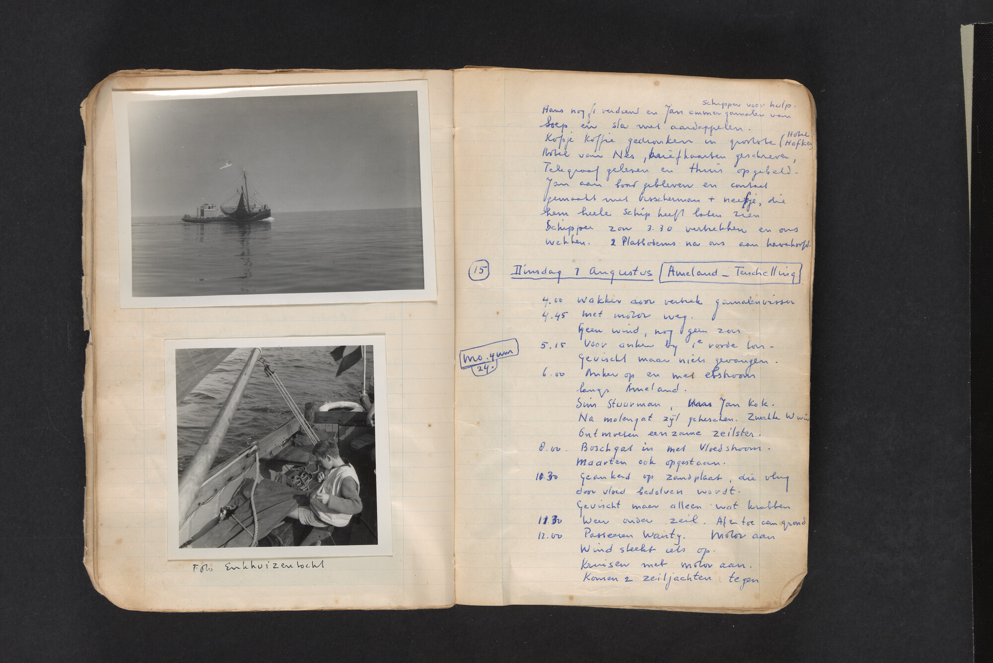 2017.0794; Logboek c.q. fotoalbum van reizen met zeeschouw Grutto in Nederland, 1961-1962; logboek