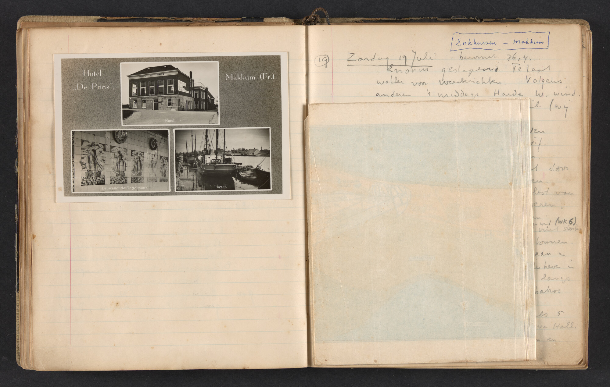 2017.0791; Logboek c.q. fotoalbum van reizen met zeeschouw Grutto in Nederland, 1952-1954; logboek