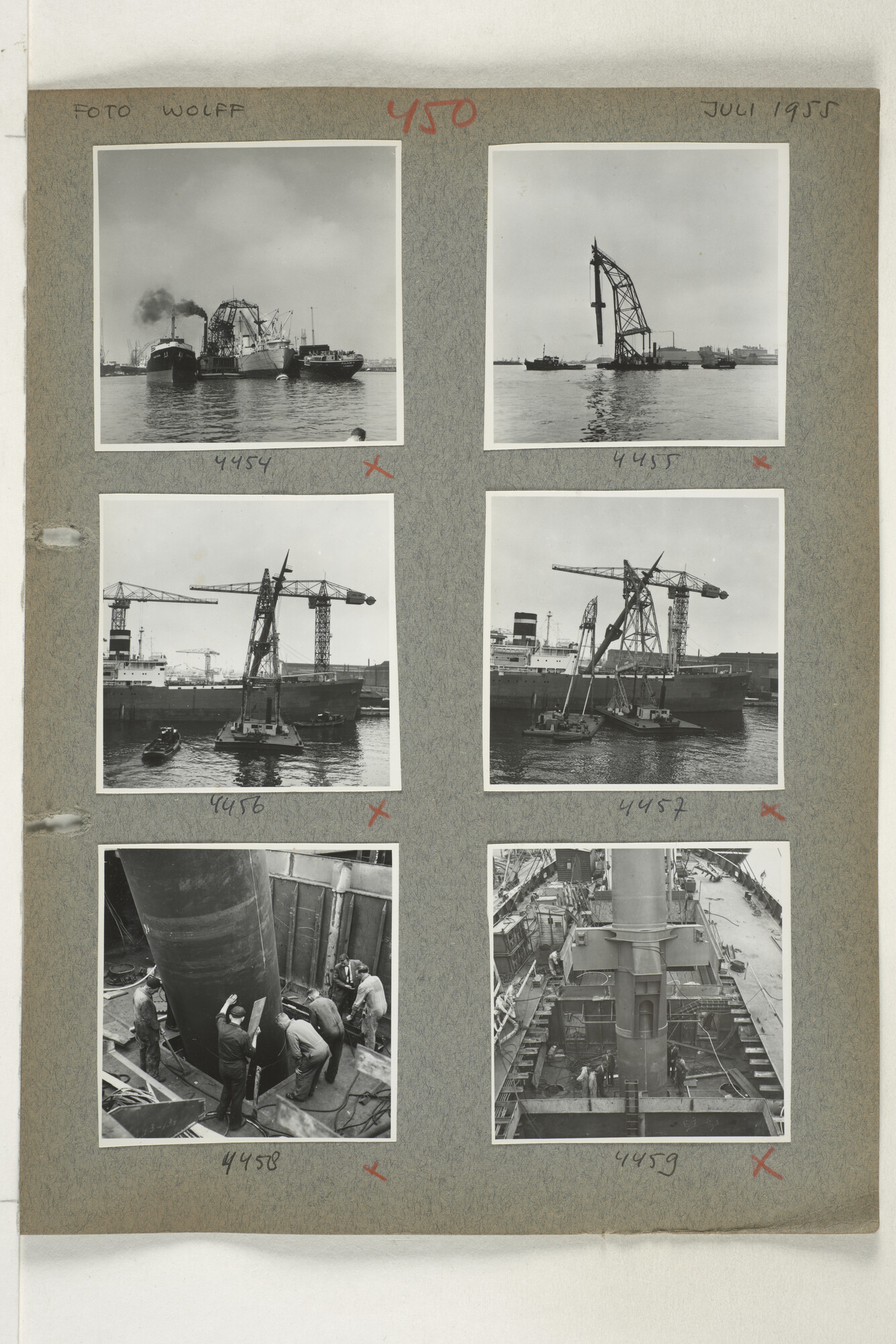1998.2183; Omslag (voorheen ordner) met een grote hoeveelheid proef foto's van de haven en de stad van Amsterdam; omslag