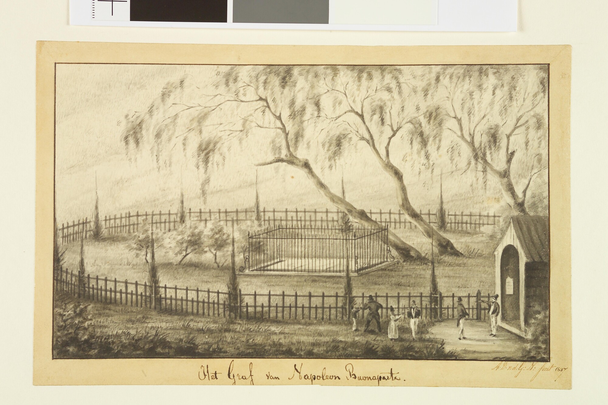 A.2235(04)b3; Het graf van Napoleon Bonaparte op Sint Helena; tekening
