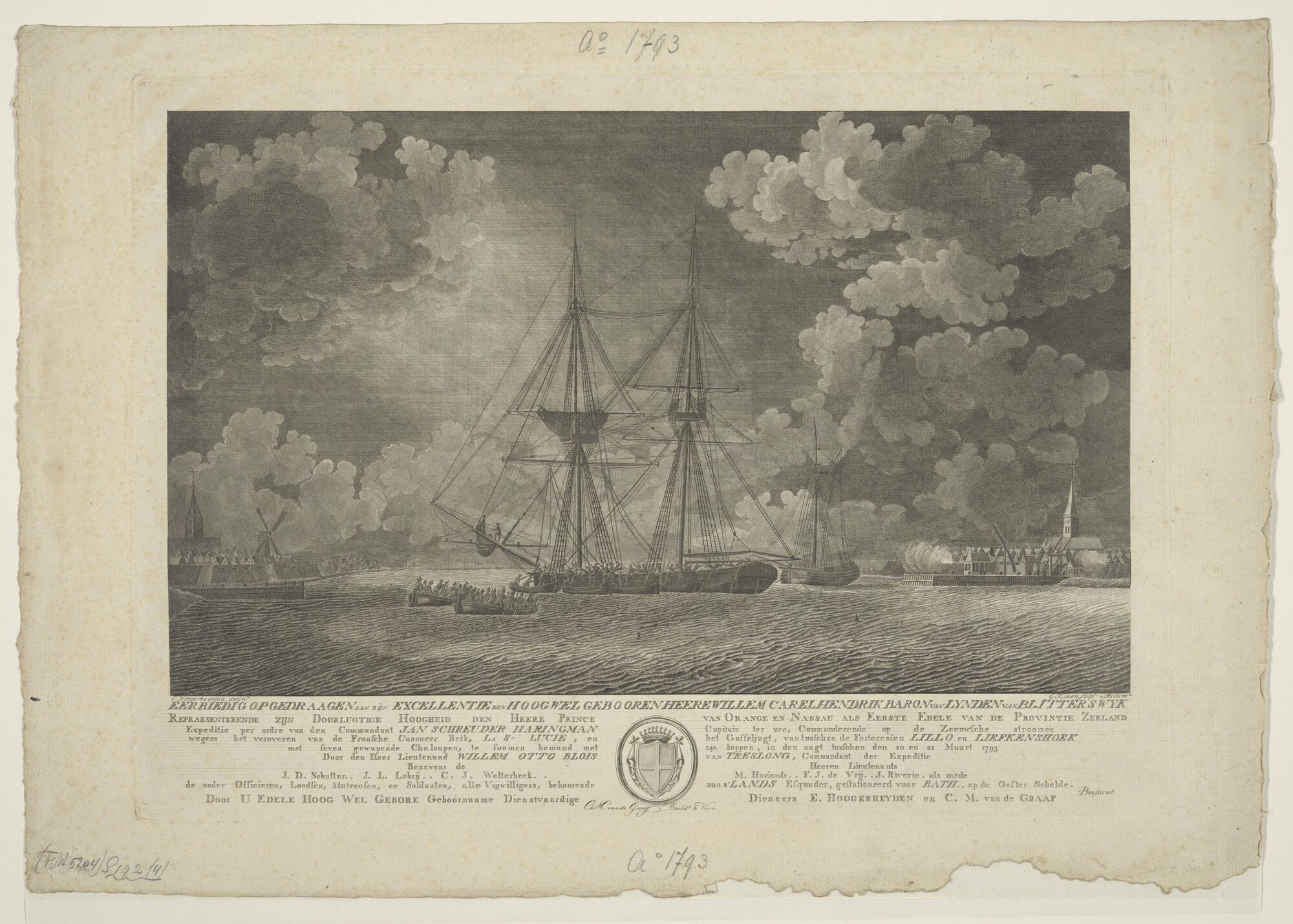 S.0192(04); De verovering van de Franse brik 'St. Lucie'; prent