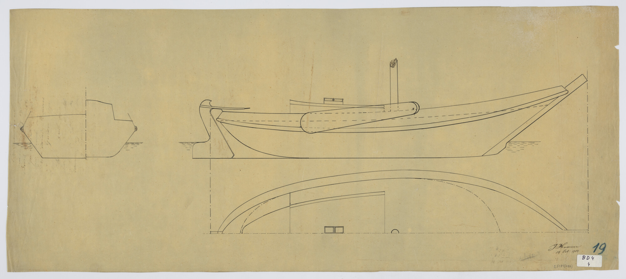 S.5181(082); Algemeen plan van een hoogaars; technische tekening