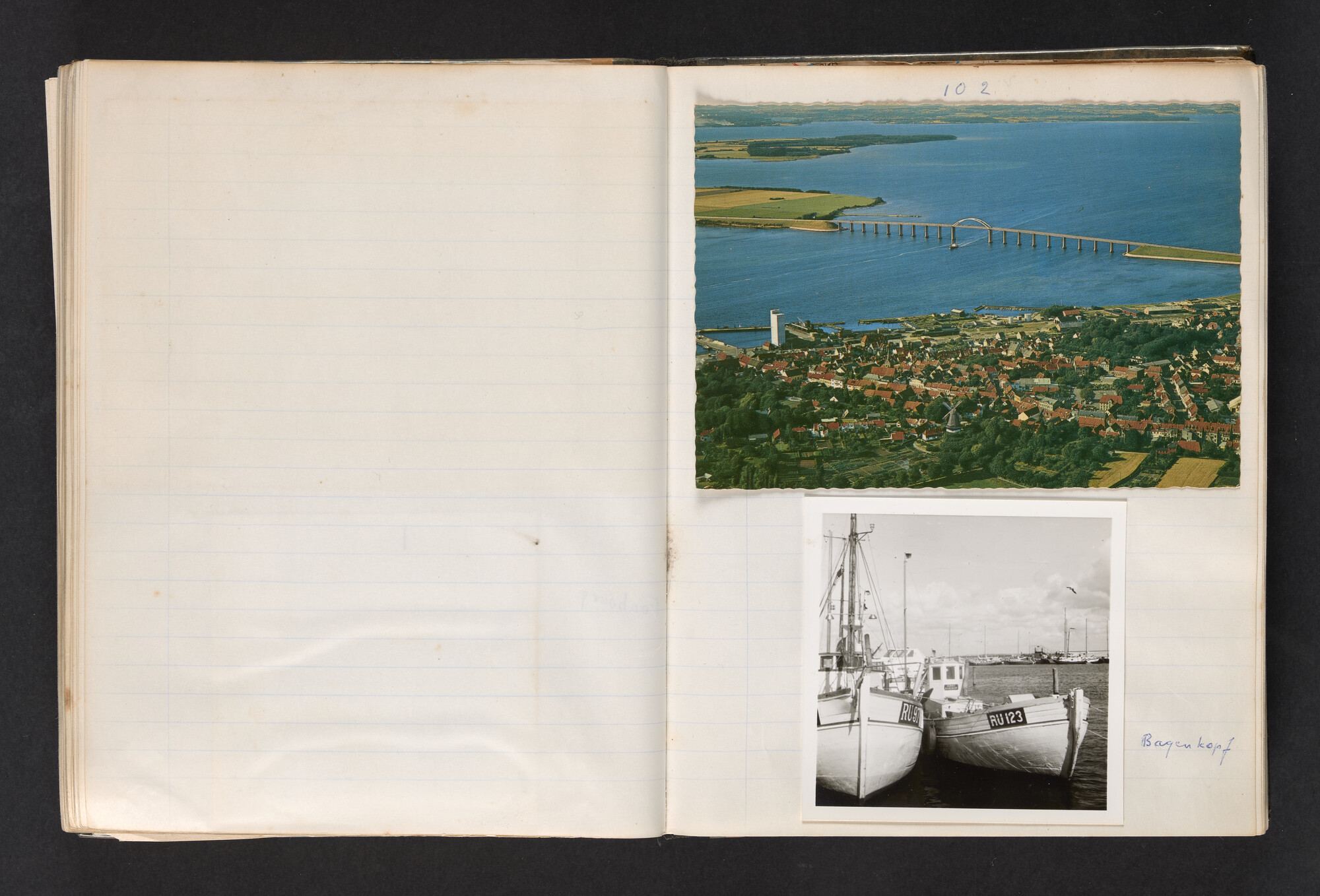 2017.0802; Logboek c.q. fotoalbum van reizen met zeeschouw Grutto (II) in Nederland, Duitsland en Denemarken, 1973-1974; logboek