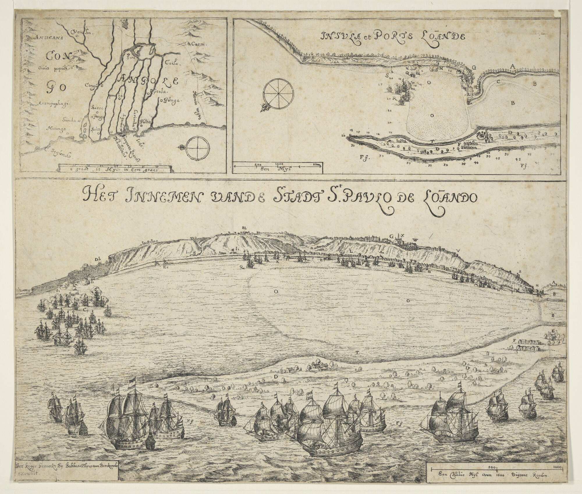 A.0145(137)2; Inneming van Paulo Loando (Luanda) in Angola, 1628; prent